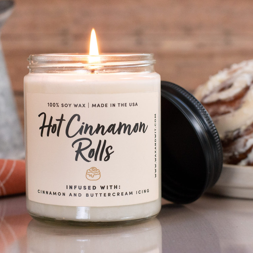 Wax & Wit Cinnamon Rolls Fall Candles for Home Scented – Cinnamon and Buttercream Frosting – Perfect Home Décor Gifts for Autumn, Holiday, Christmas, Winter - 9oz, Soy Wax, 50 Hour Burn
