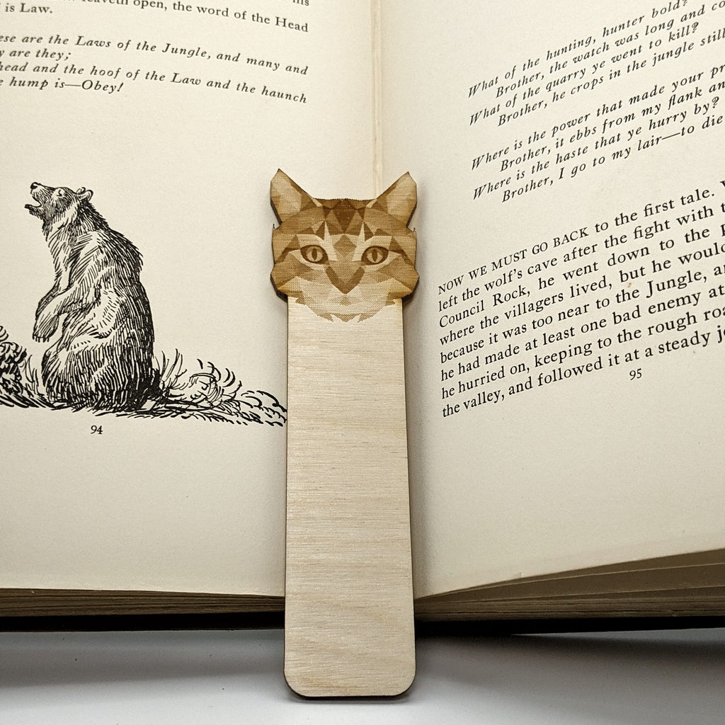 RABBIT Engraved Wood Bookmark | Baltic Birch Wooden Geometric Bunny Animal Creature Book Mark | Great Gift Idea!