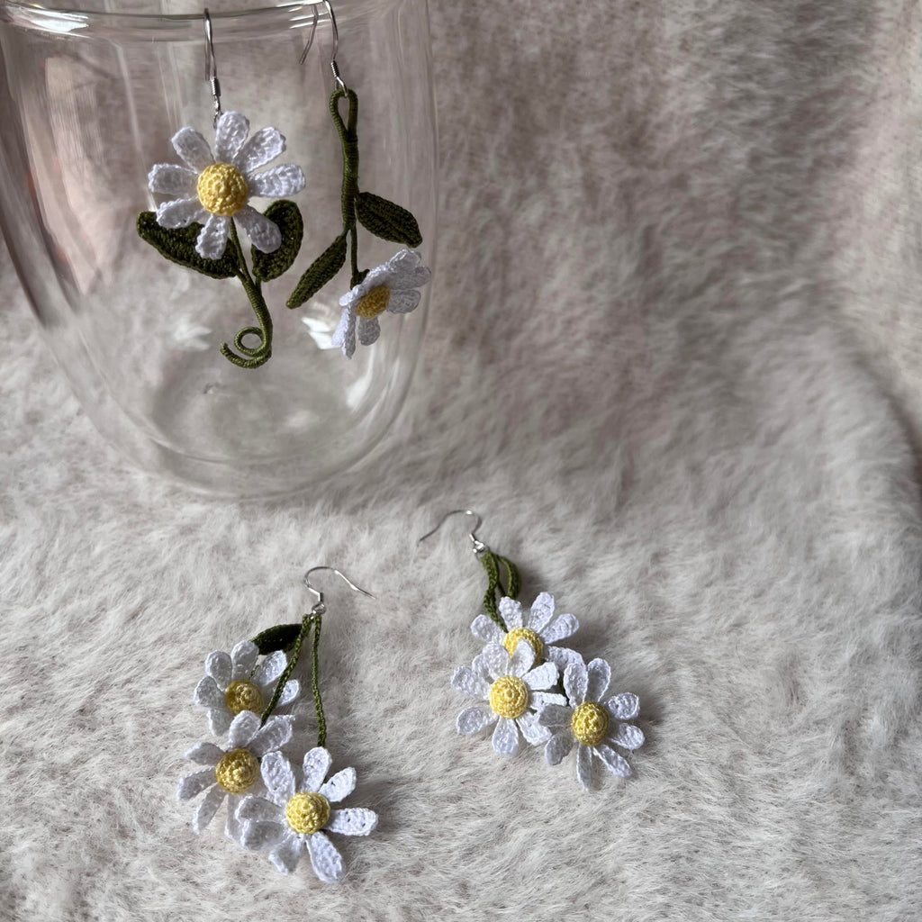 Crochet Flower Handmade Crochet Earring Drop Dangle Earring For Women Girls