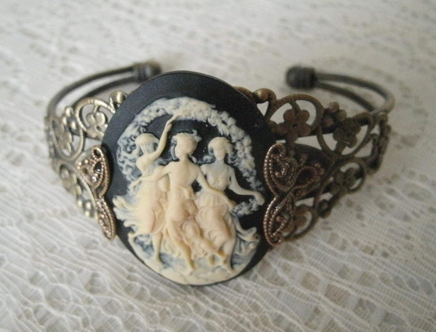 Triple Goddess Cuff Bracelet, handmade jewelry wiccan pagan wicca witch witchcraft - Handmade Lifestyle Shop