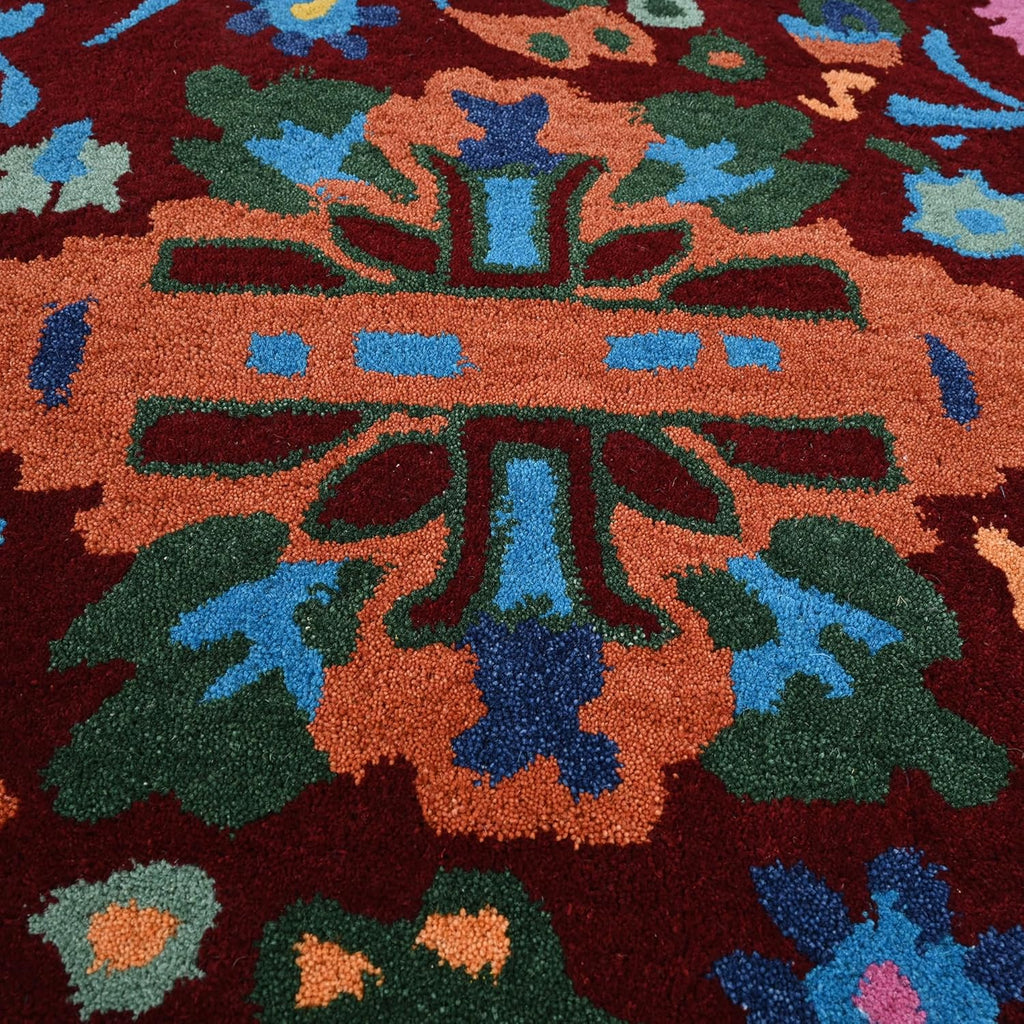 Handmade Oushak Wool Area Rug | Floral and Botanical Patterns in Soft Blue and Green | Luxurious Thick Pile for Living Room, Bedroom & Dining Room Decor (Ivory, 5' x 8')