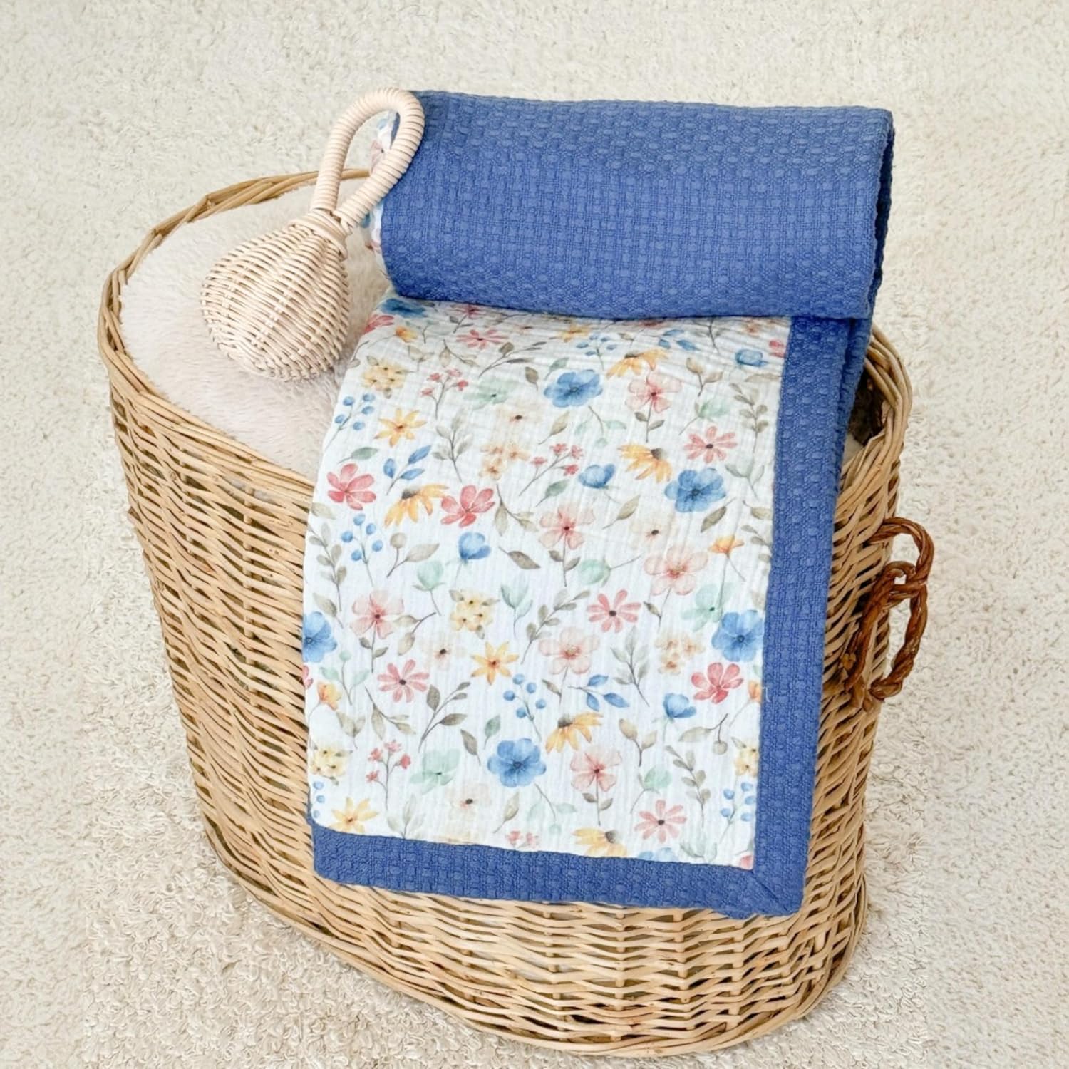 Mouliss Personalized Baby Blanket with Name – Handmade 100% Organic Cotton Newborn Gift | Custom Knit Blanket for Boys, Girls, Kids & Baby Showers