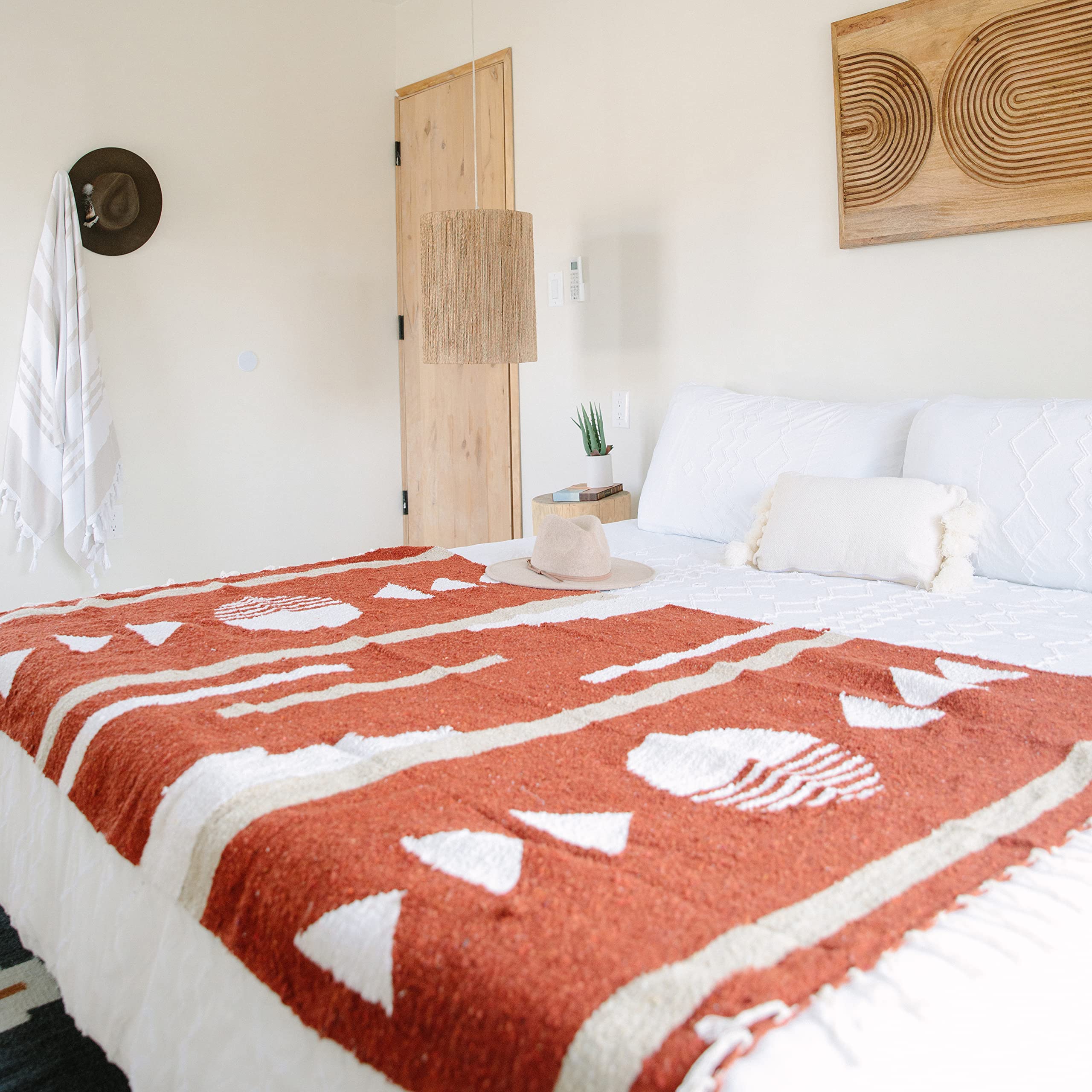 Tan Mexican Blanket by Laguna Beach Textile Co - Beach, Yoga, Camping, or Decorative Throw Blanket - Traditional Handmade Serape - Wheat Sol