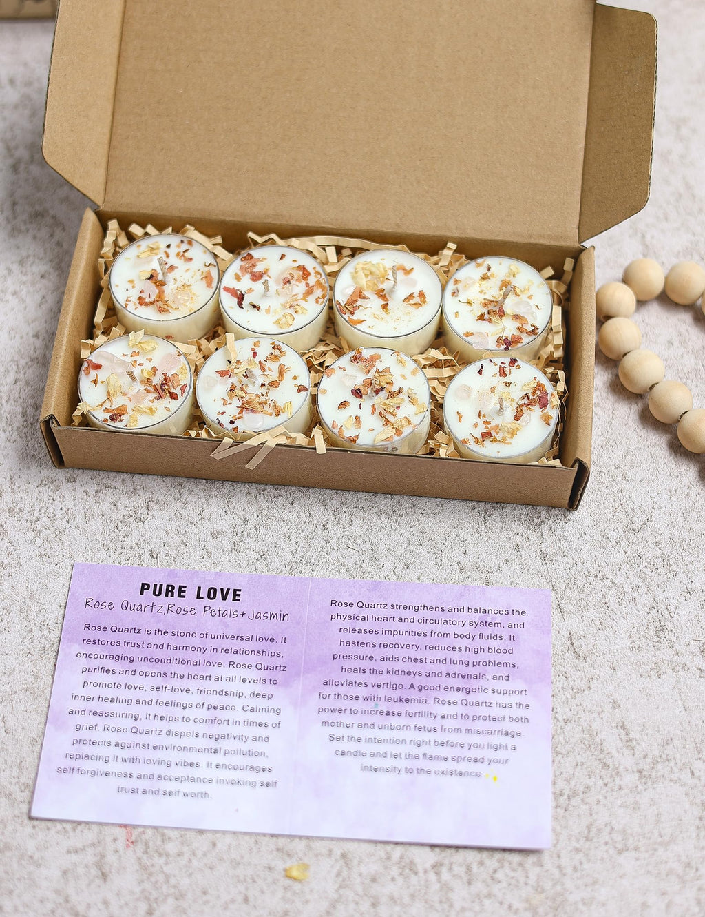 Tealight Soy Candles with Crystals and Herbs, Handmade Energy Candles, Aromatherapy Candles. (Mixed)