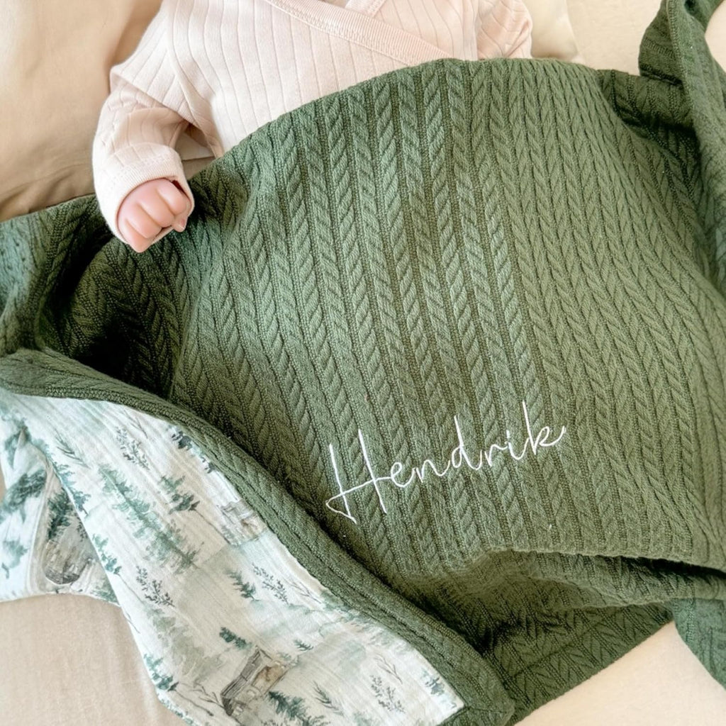 Mouliss Personalized Baby Blanket with Name – Handmade 100% Organic Cotton Newborn Gift | Custom Knit Blanket for Boys, Girls, Kids & Baby Showers