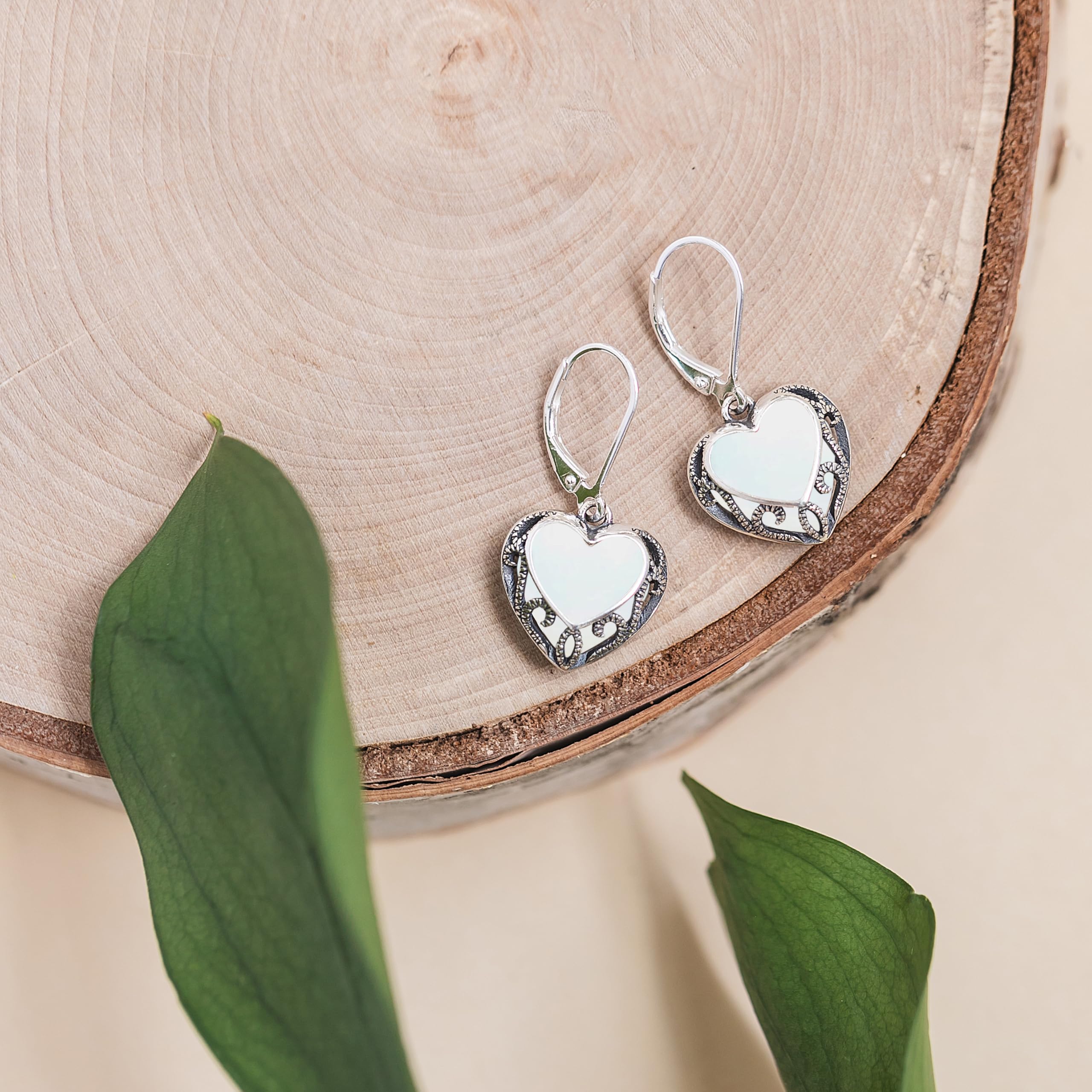 Bottled Up Designs Handmade Homespun Hearts Earrings, Recycled Vintage Glass, Sterling Silver, Eco Friendly, Made in USA, Mothers Day, Women, Anniversary