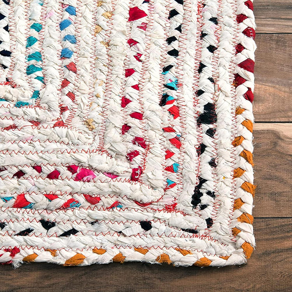 Handmade Cotton Rag Rug 24x36'' | 2x3' Multicolor Area Rugs- Hand Woven Washable & Reversible for Living Room Kitchen Entryway Throw Rug with Tassel (Denim)