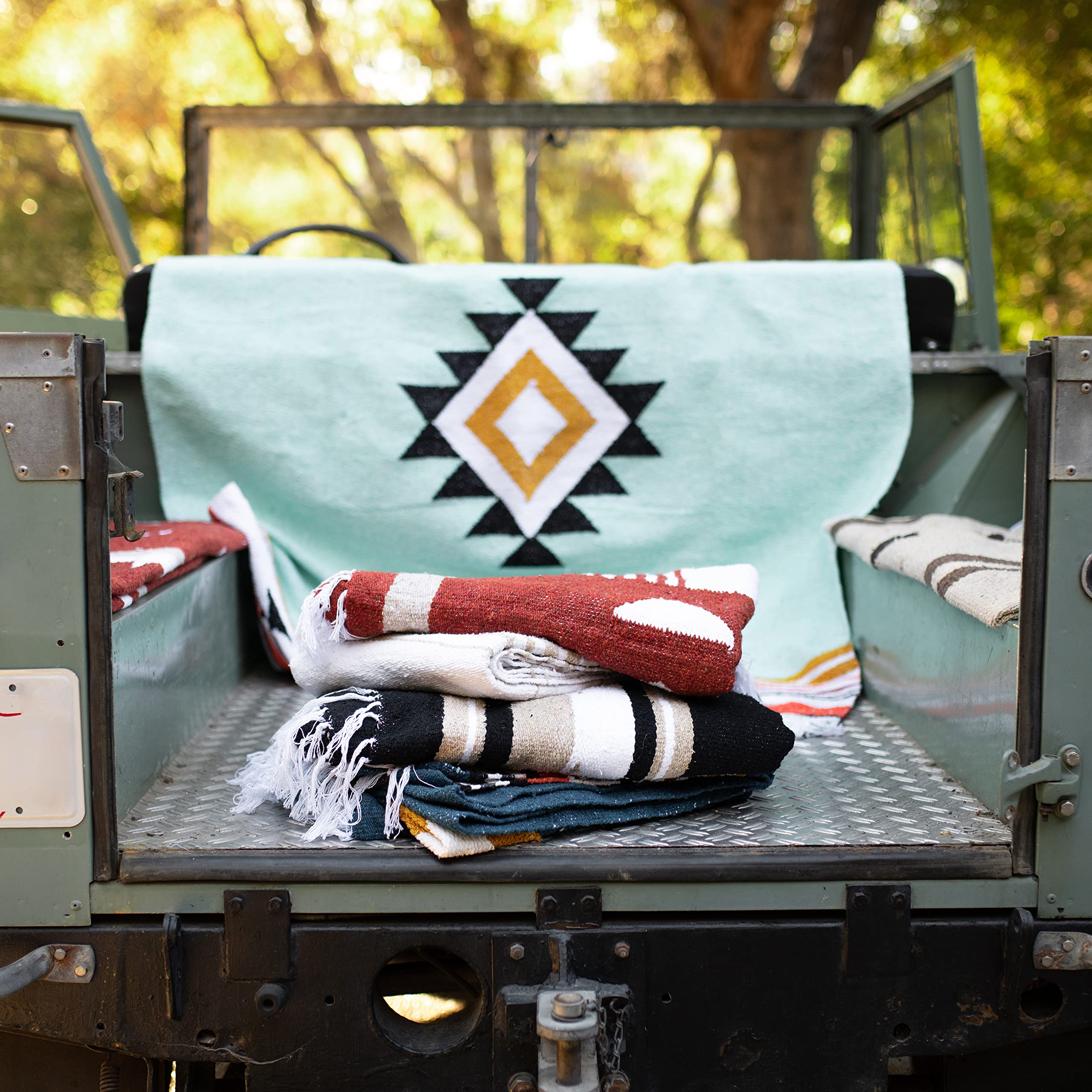 Tan Mexican Blanket by Laguna Beach Textile Co - Beach, Yoga, Camping, or Decorative Throw Blanket - Traditional Handmade Serape - Wheat Sol