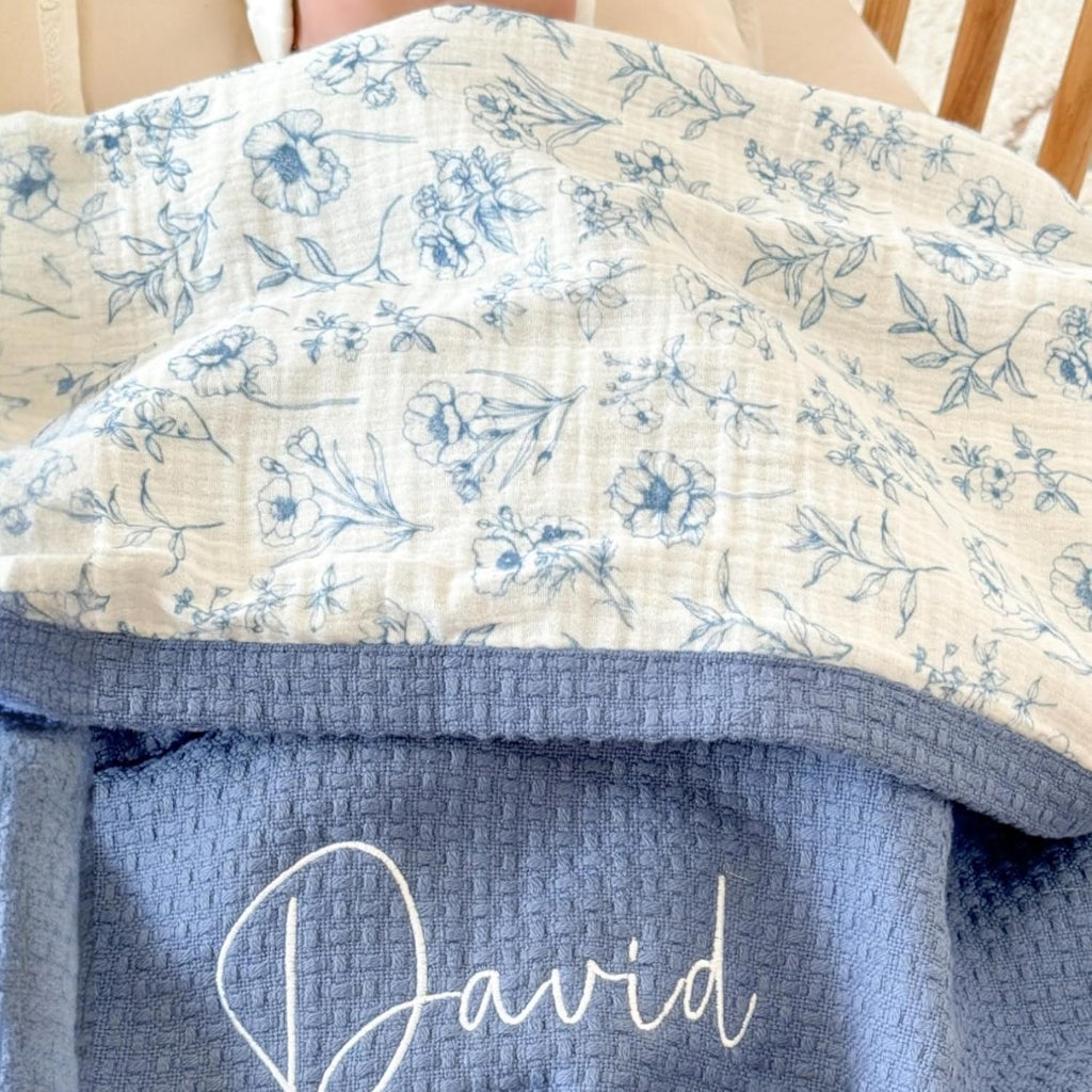 Mouliss Personalized Baby Blanket with Name – Handmade 100% Organic Cotton Newborn Gift | Custom Knit Blanket for Boys, Girls, Kids & Baby Showers