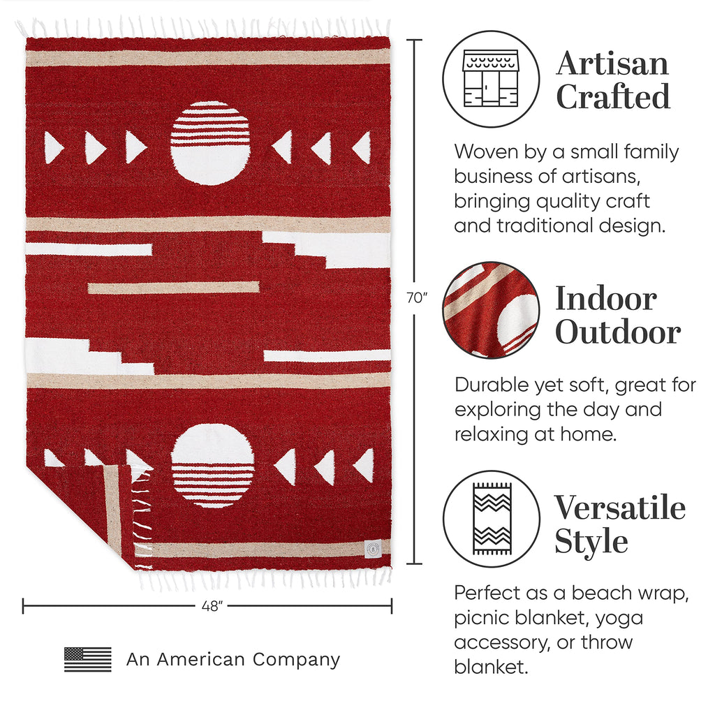 Tan Mexican Blanket by Laguna Beach Textile Co - Beach, Yoga, Camping, or Decorative Throw Blanket - Traditional Handmade Serape - Wheat Sol