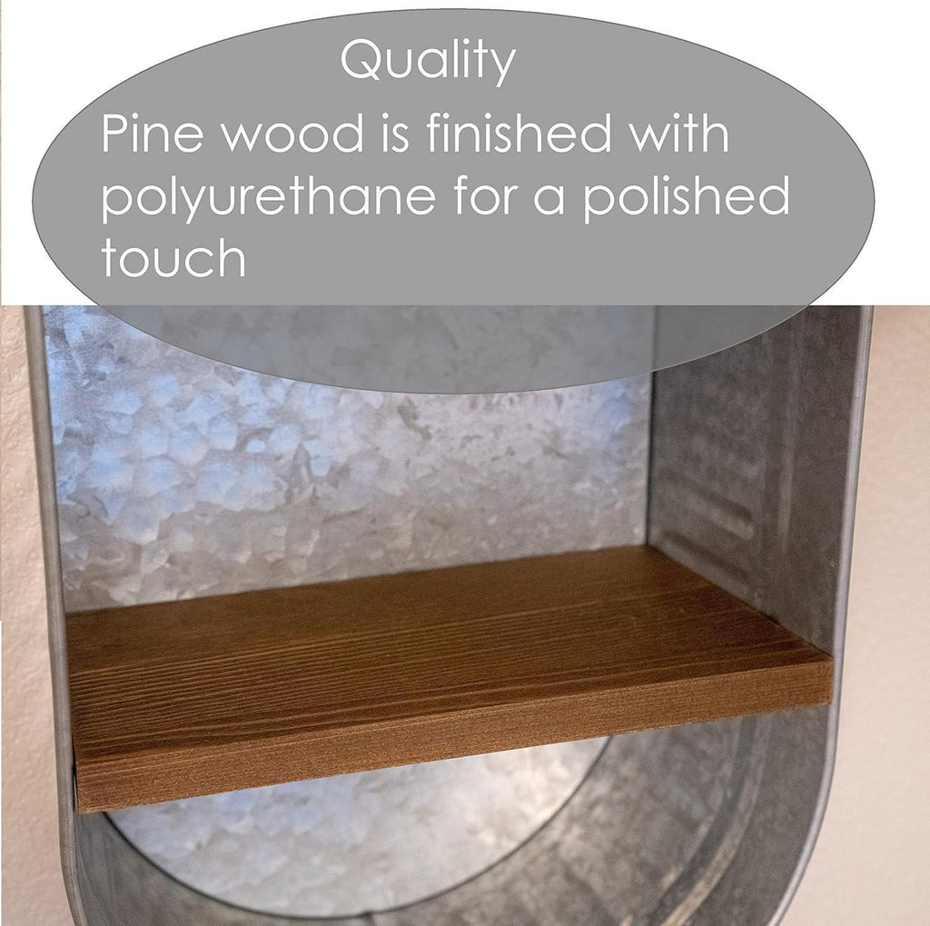 Galvanized Wash Tub with Shelves | Rustic Bathroom Décor | Farmhouse Rustic Bathroom Shelves | Metal Wash Tub Cubby | Galvanized Shelf Wall - Handmade Lifestyle Shop