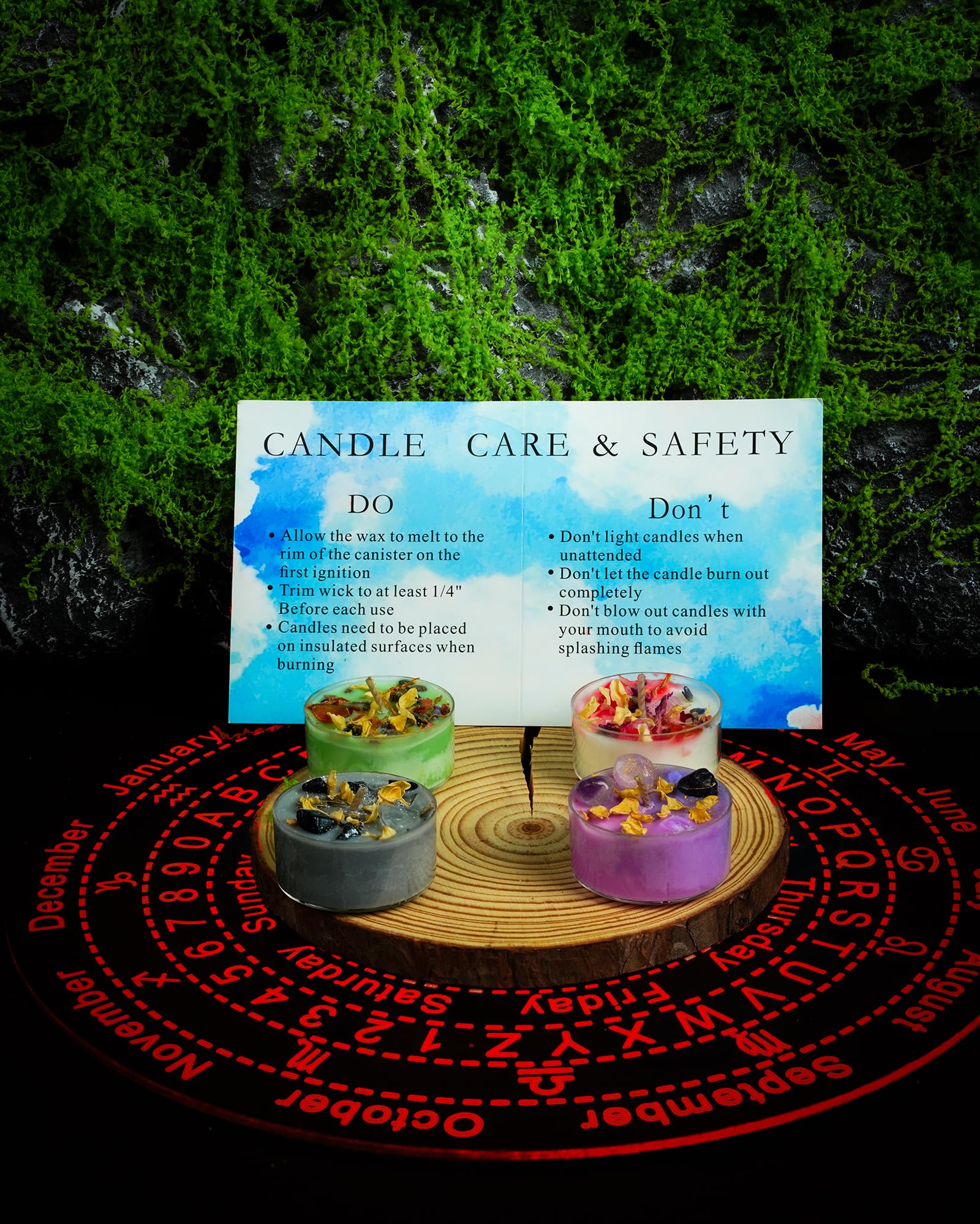 Tealight Soy Candles with Crystals and Herbs, Handmade Energy Candles, Aromatherapy Candles. (Mixed)