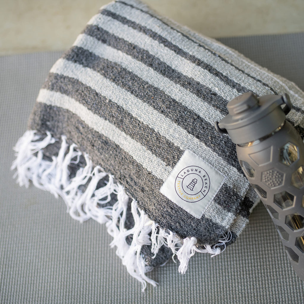 Tan Mexican Blanket by Laguna Beach Textile Co - Beach, Yoga, Camping, or Decorative Throw Blanket - Traditional Handmade Serape - Wheat Sol