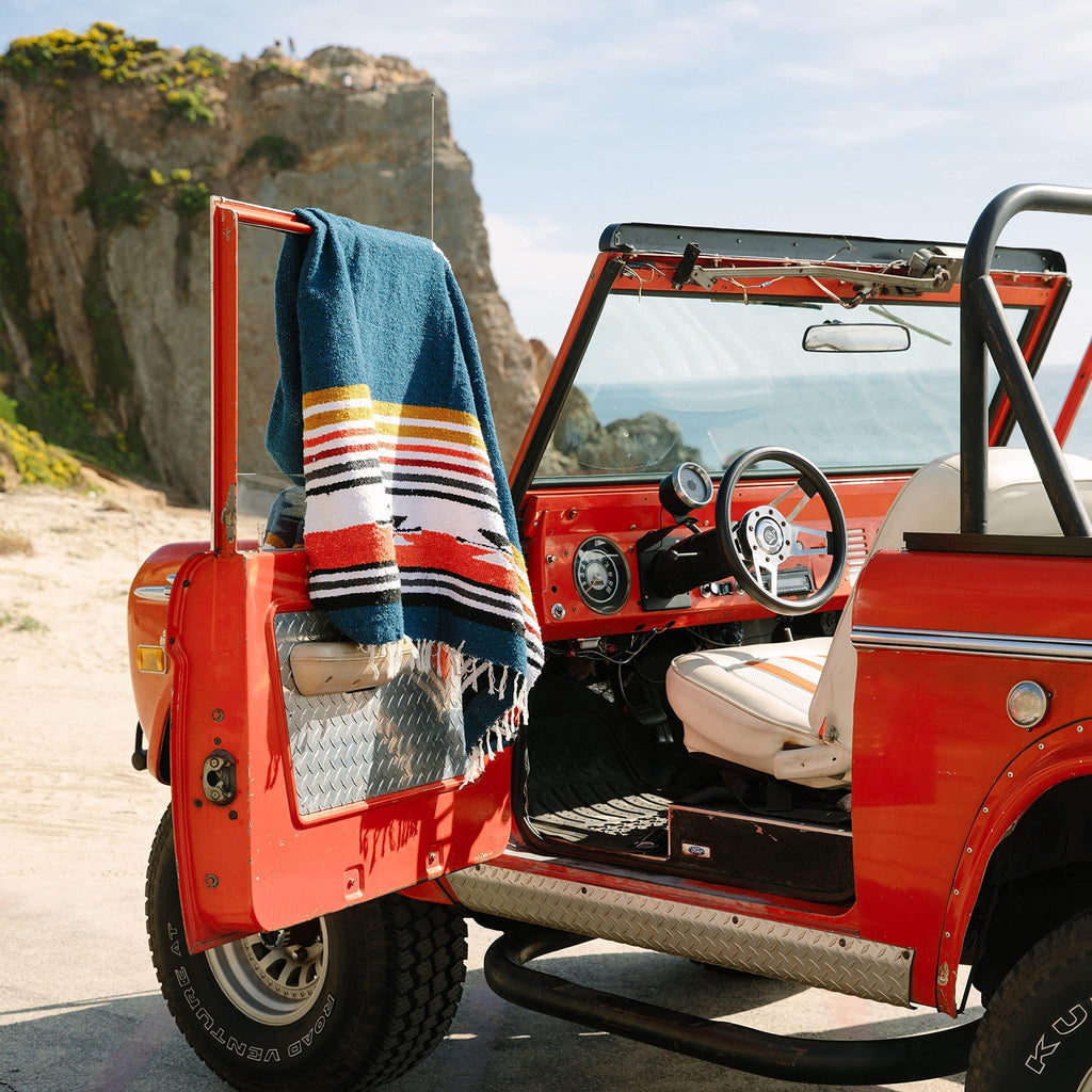 Tan Mexican Blanket by Laguna Beach Textile Co - Beach, Yoga, Camping, or Decorative Throw Blanket - Traditional Handmade Serape - Wheat Sol - Handmade Lifestyle Shop