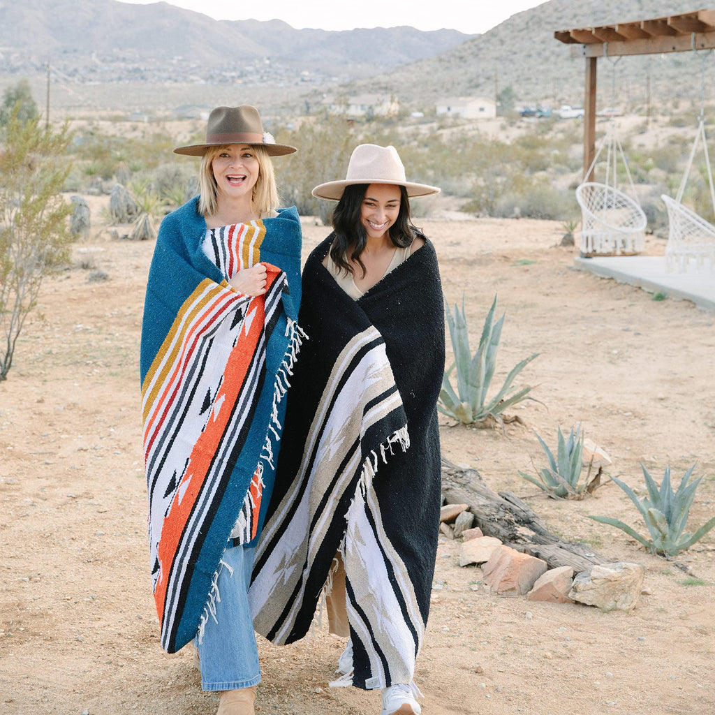 Tan Mexican Blanket by Laguna Beach Textile Co - Beach, Yoga, Camping, or Decorative Throw Blanket - Traditional Handmade Serape - Wheat Sol - Handmade Lifestyle Shop