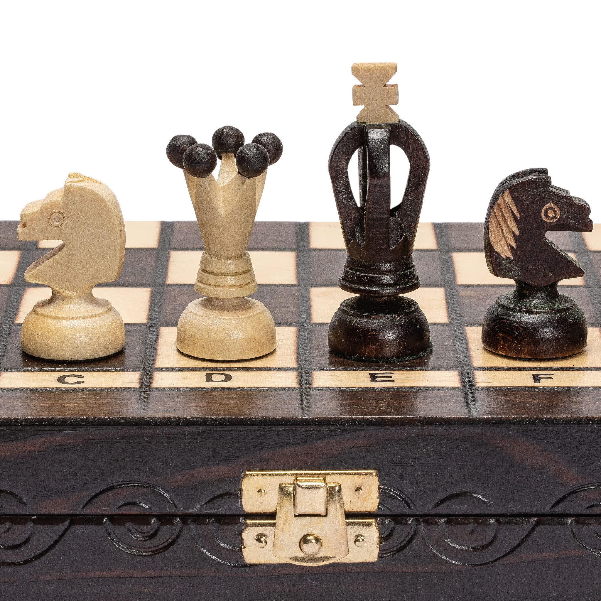 Husaria European International Chess Wooden Game Set, King's Classic - 13.8 Inches Medium Size Chess Set with Handcrafted Chessmen and Felted Folding Board - Handmade Lifestyle Shop