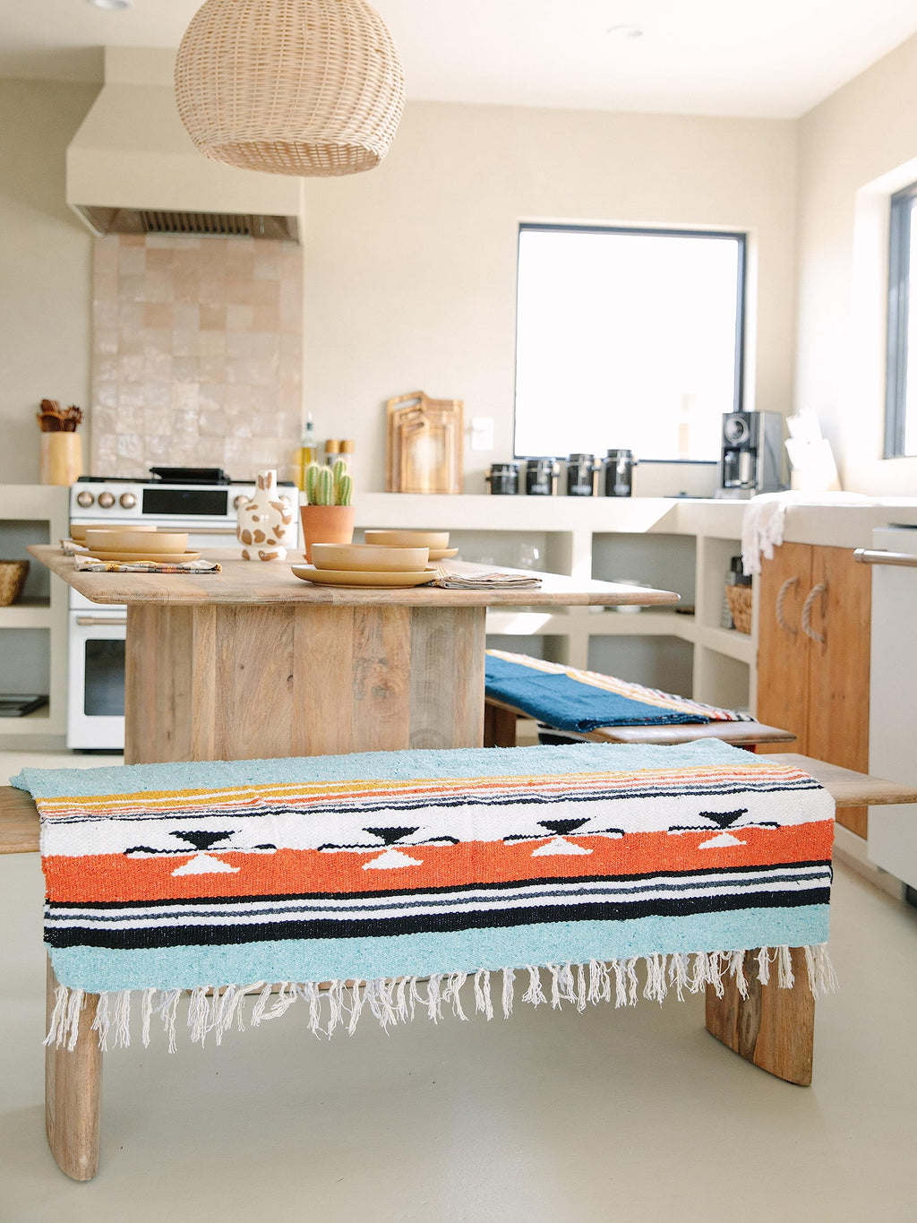 Tan Mexican Blanket by Laguna Beach Textile Co - Beach, Yoga, Camping, or Decorative Throw Blanket - Traditional Handmade Serape - Wheat Sol