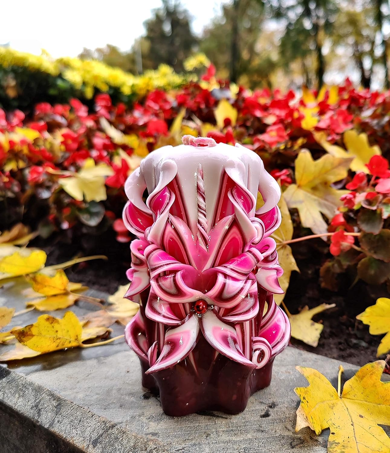 Handmade Carved Candle - Surprise Gift For Her - Decor Birthday Halloween Thanksgiving Christmas - Spiritual Living Room Home Decor Candles - Unique Engagement Wedding Idea - White Blue - Ordagio