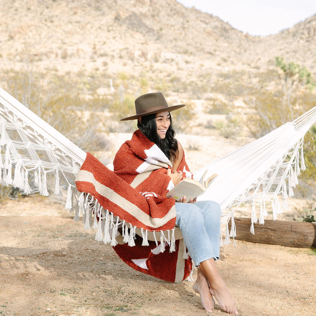 Tan Mexican Blanket by Laguna Beach Textile Co - Beach, Yoga, Camping, or Decorative Throw Blanket - Traditional Handmade Serape - Wheat Sol