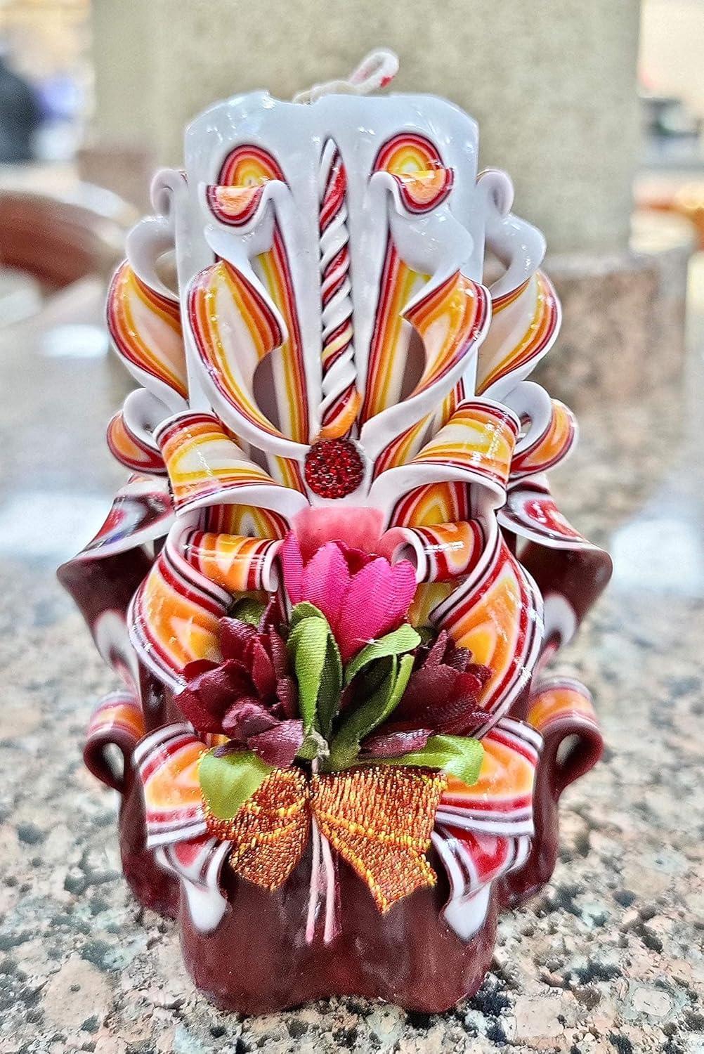 Handmade Carved Candle - Surprise Gift For Her - Decor Birthday Halloween Thanksgiving Christmas - Spiritual Living Room Home Decor Candles - Unique Engagement Wedding Idea - White Blue - Ordagio - Handmade Lifestyle Shop