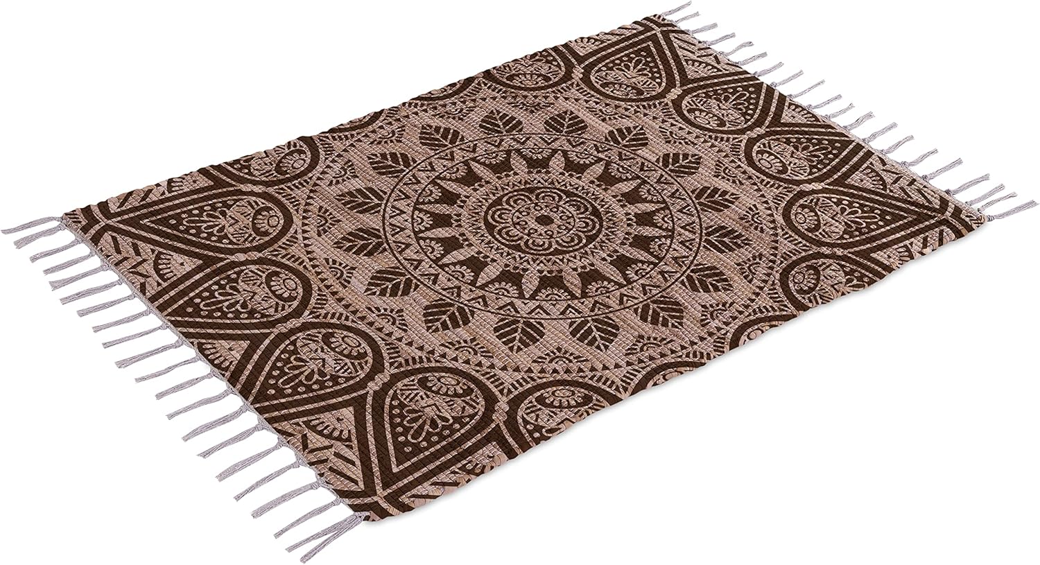 Handmade Cotton Rag Rug 24x36'' | 2x3' Multicolor Area Rugs- Hand Woven Washable & Reversible for Living Room Kitchen Entryway Throw Rug with Tassel (Denim)