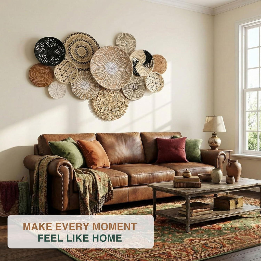 Chicvillage Boho Wall Basket Decor, Set13-Piece Natural Seagrass Woven Baskets for Gallery Wall, Rustic Bohemian Home Decor, Lightweight Hanging Baskets for Living Room Bedroom Entryway - Handmade Lifestyle Shop