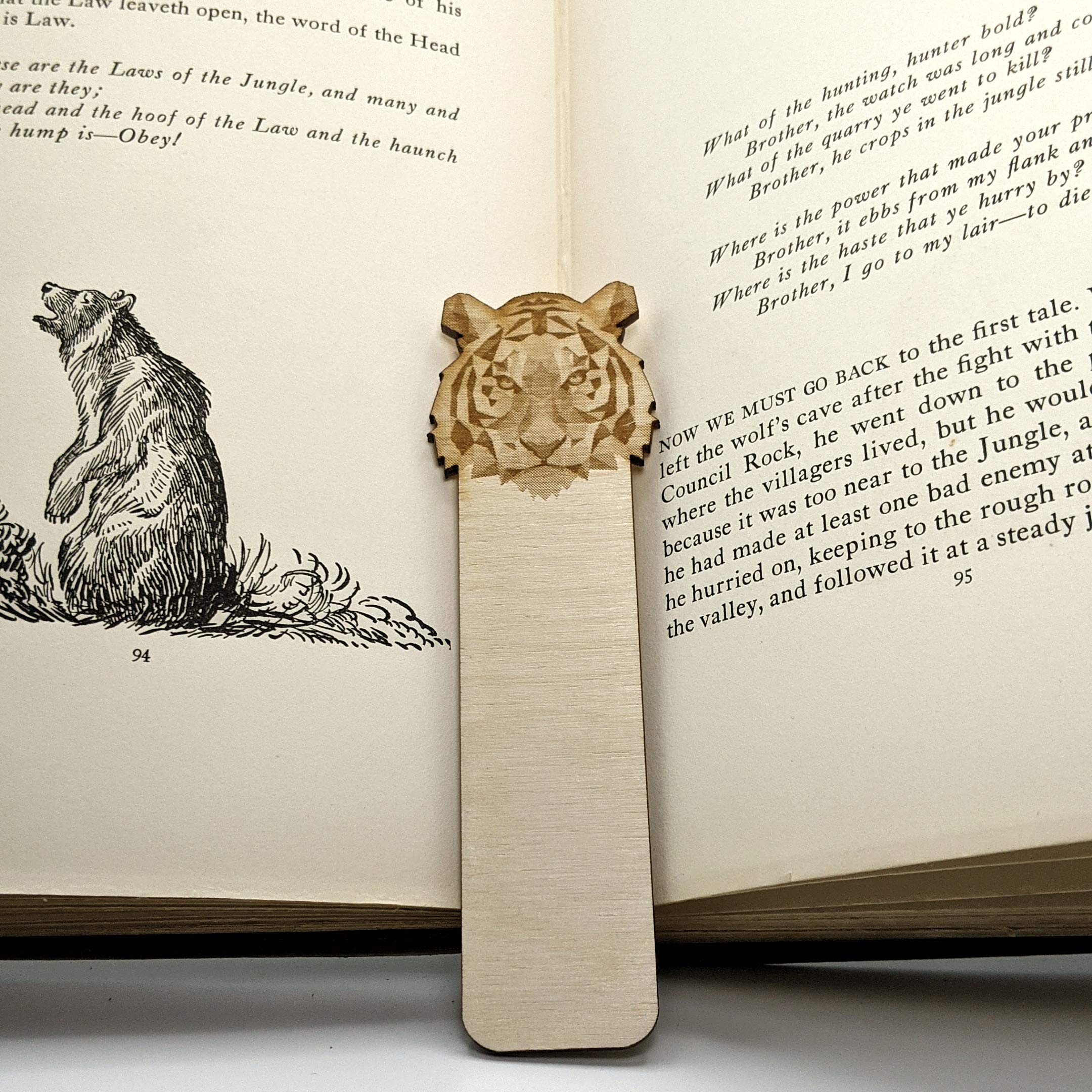 RABBIT Engraved Wood Bookmark | Baltic Birch Wooden Geometric Bunny Animal Creature Book Mark | Great Gift Idea!