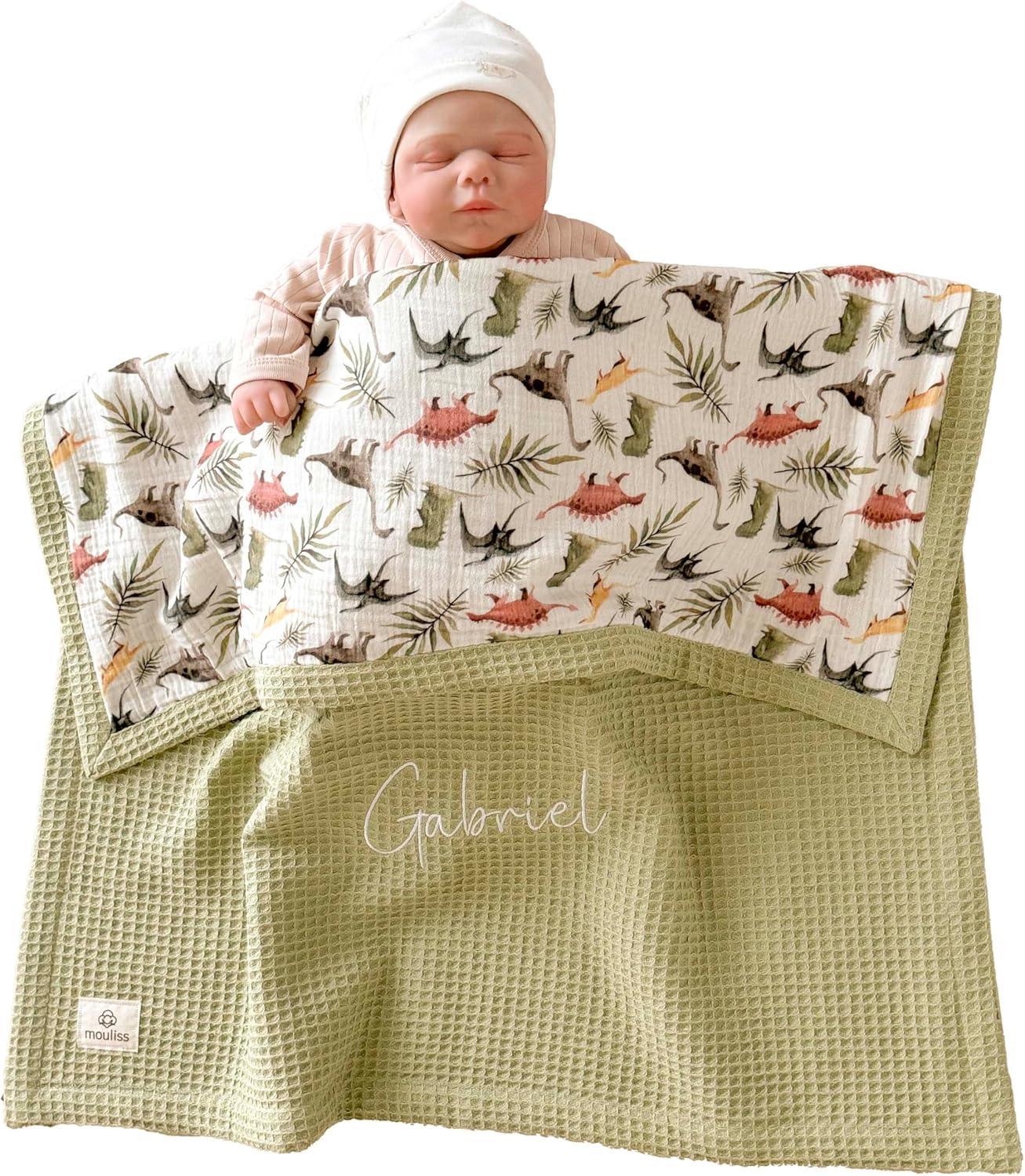 Mouliss Personalized Baby Blanket with Name – Handmade 100% Organic Cotton Newborn Gift | Custom Knit Blanket for Boys, Girls, Kids & Baby Showers - Handmade Lifestyle Shop