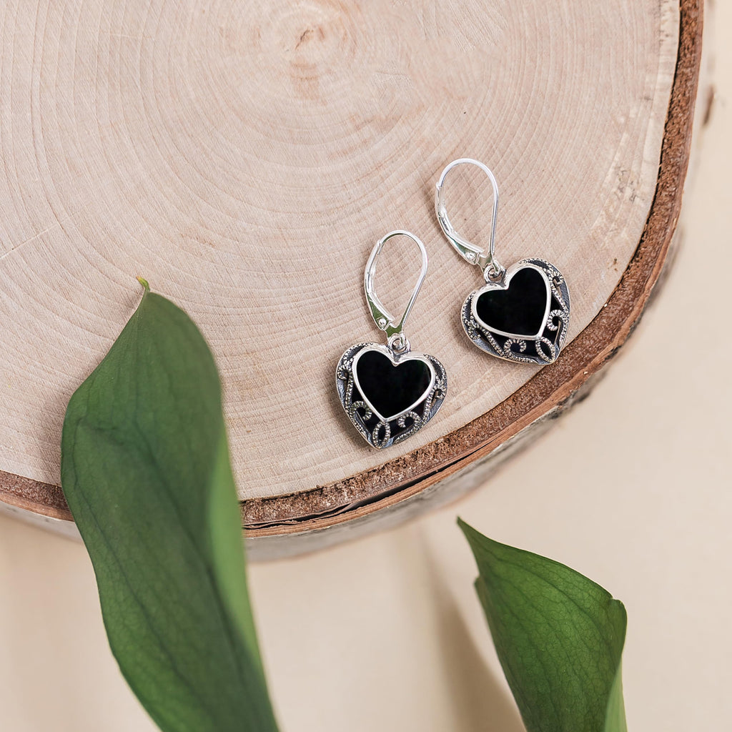 Bottled Up Designs Handmade Homespun Hearts Earrings, Recycled Vintage Glass, Sterling Silver, Eco Friendly, Made in USA, Mothers Day, Women, Anniversary