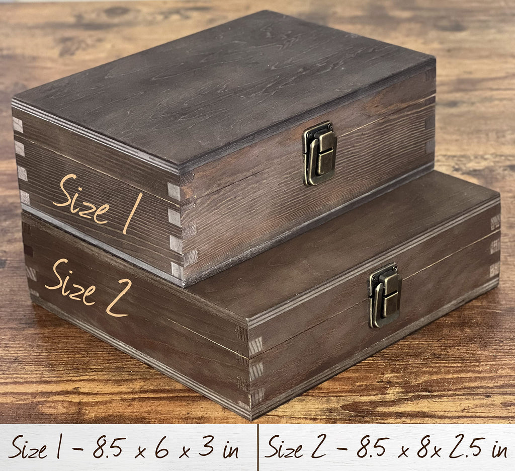 Dark Walnut Wooden Keepsake Box Our Adventures - 8.5x6x3in, Ideal for 5th Anniversary, Elegant Memory Box for Couples, Travel-Themed Storage