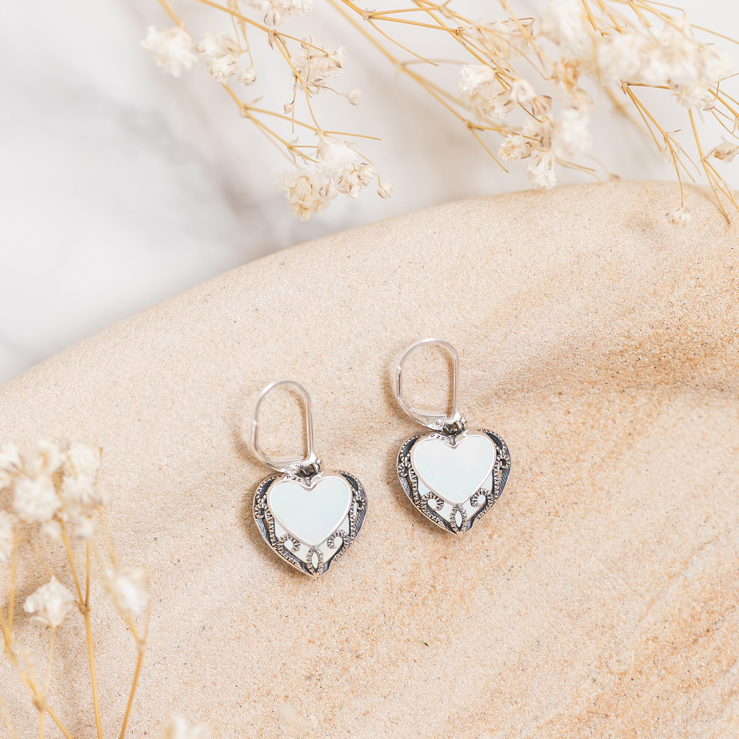 Bottled Up Designs Handmade Homespun Hearts Earrings, Recycled Vintage Glass, Sterling Silver, Eco Friendly, Made in USA, Mothers Day, Women, Anniversary