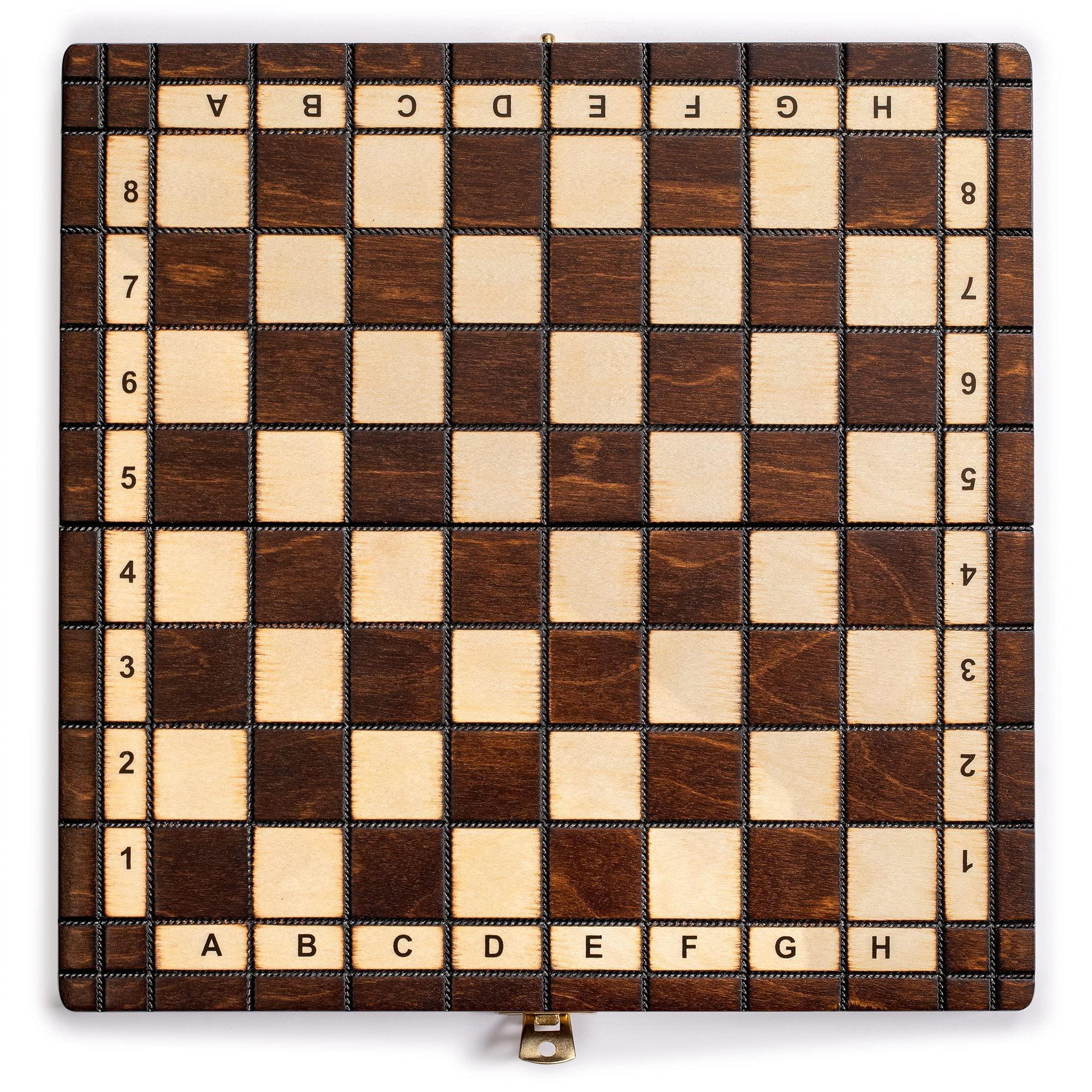 Husaria European International Chess Wooden Game Set, King's Classic - 13.8 Inches Medium Size Chess Set with Handcrafted Chessmen and Felted Folding Board - Handmade Lifestyle Shop