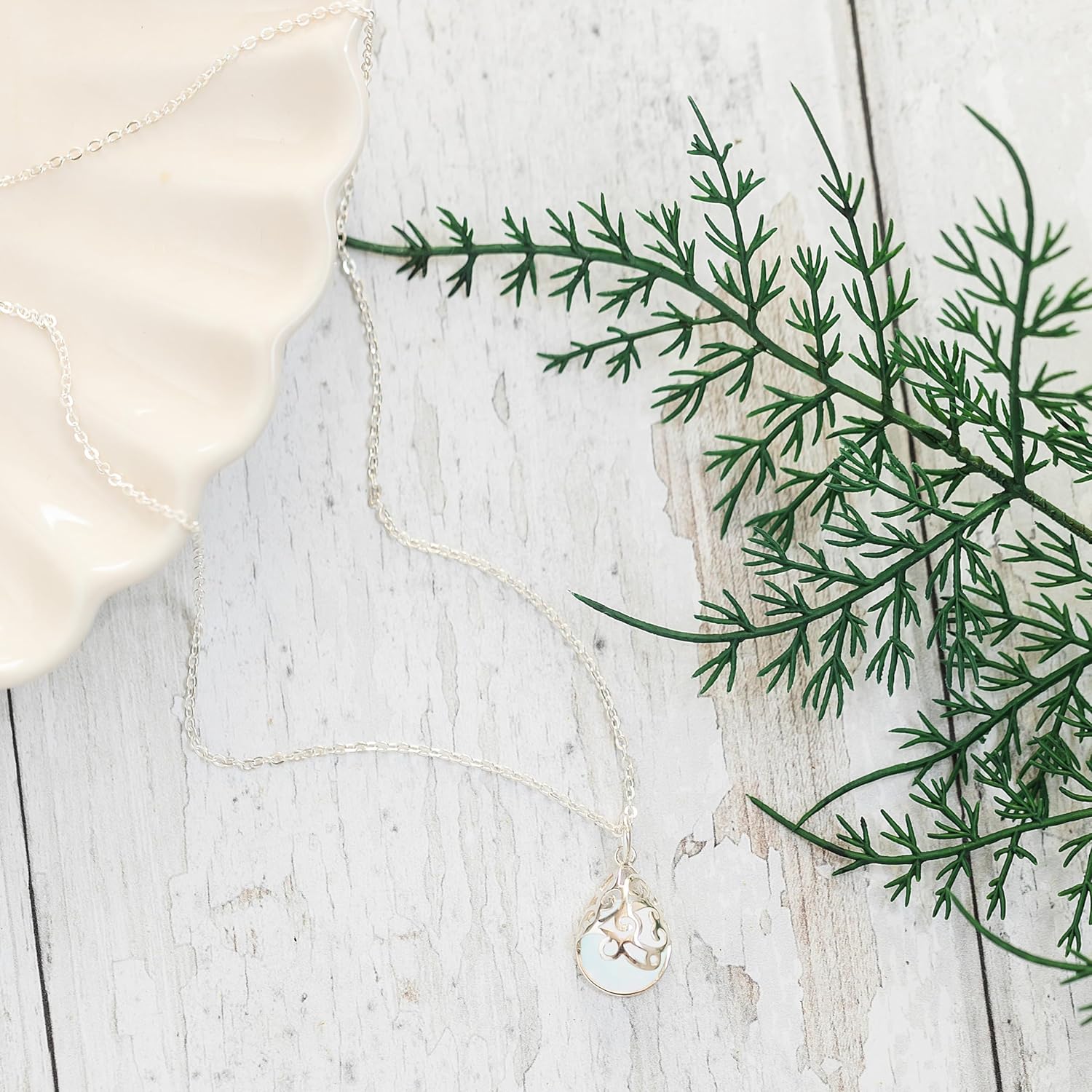 Bottled Up Designs Handmade Filigree Teardrop Necklace, Recycled Antique Glass, Sterling Silver, Eco Friendly, Made in USA, Birthday Gifts, Mothers Day, Women, Anniversary