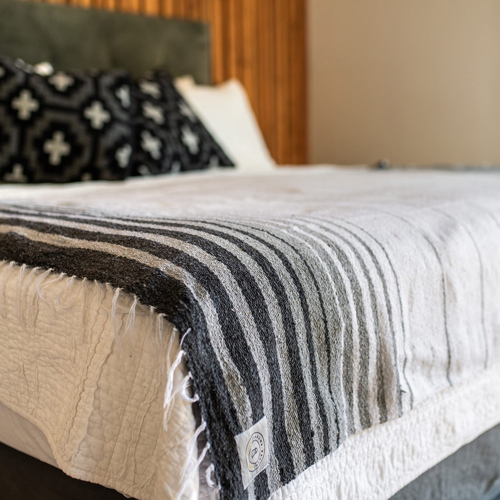 Tan Mexican Blanket by Laguna Beach Textile Co - Beach, Yoga, Camping, or Decorative Throw Blanket - Traditional Handmade Serape - Wheat Sol