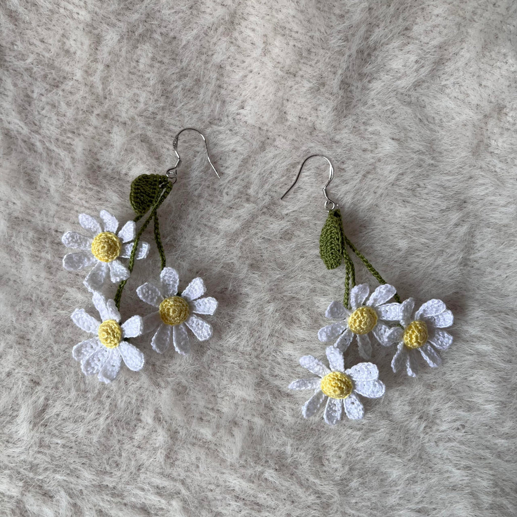 Crochet Flower Handmade Crochet Earring Drop Dangle Earring For Women Girls