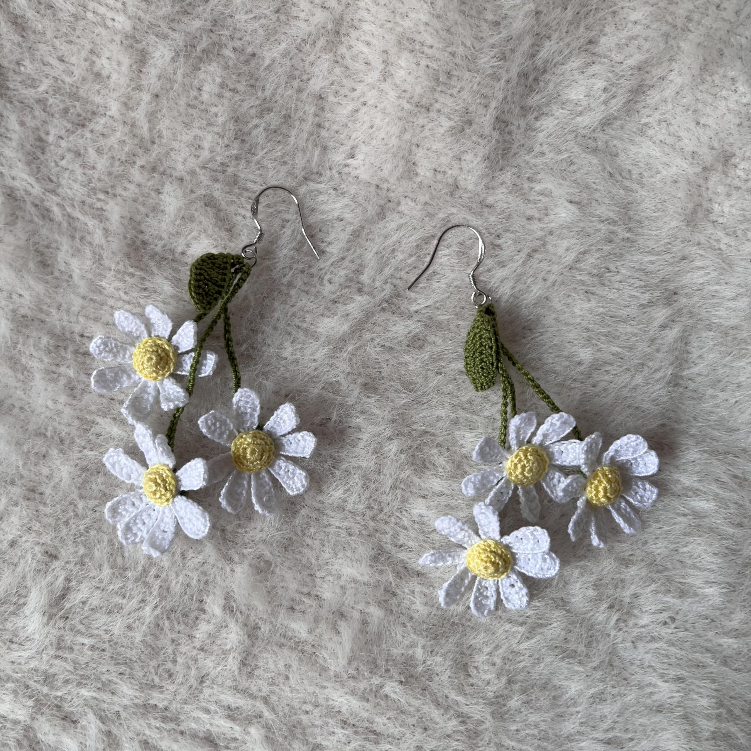 Crochet Flower Handmade Crochet Earring Drop Dangle Earring For Women Girls