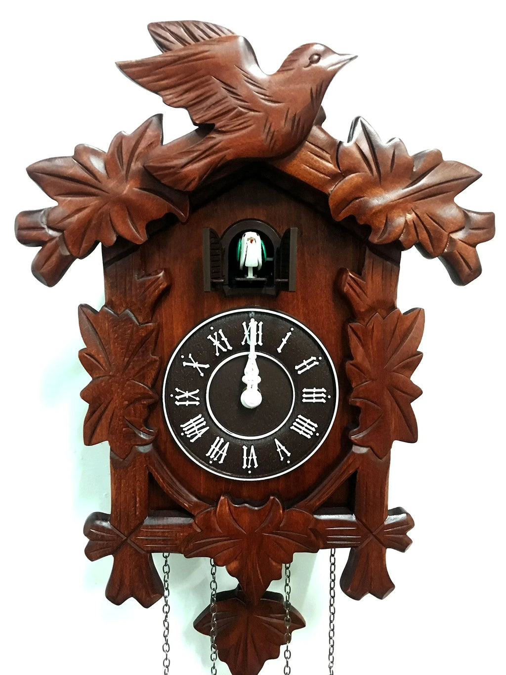 Rylai Cuckoo Clock Vintage Large Wooden Wall Clock Handcrafted 13x9.5 Inch Brown - Handmade Lifestyle Shop