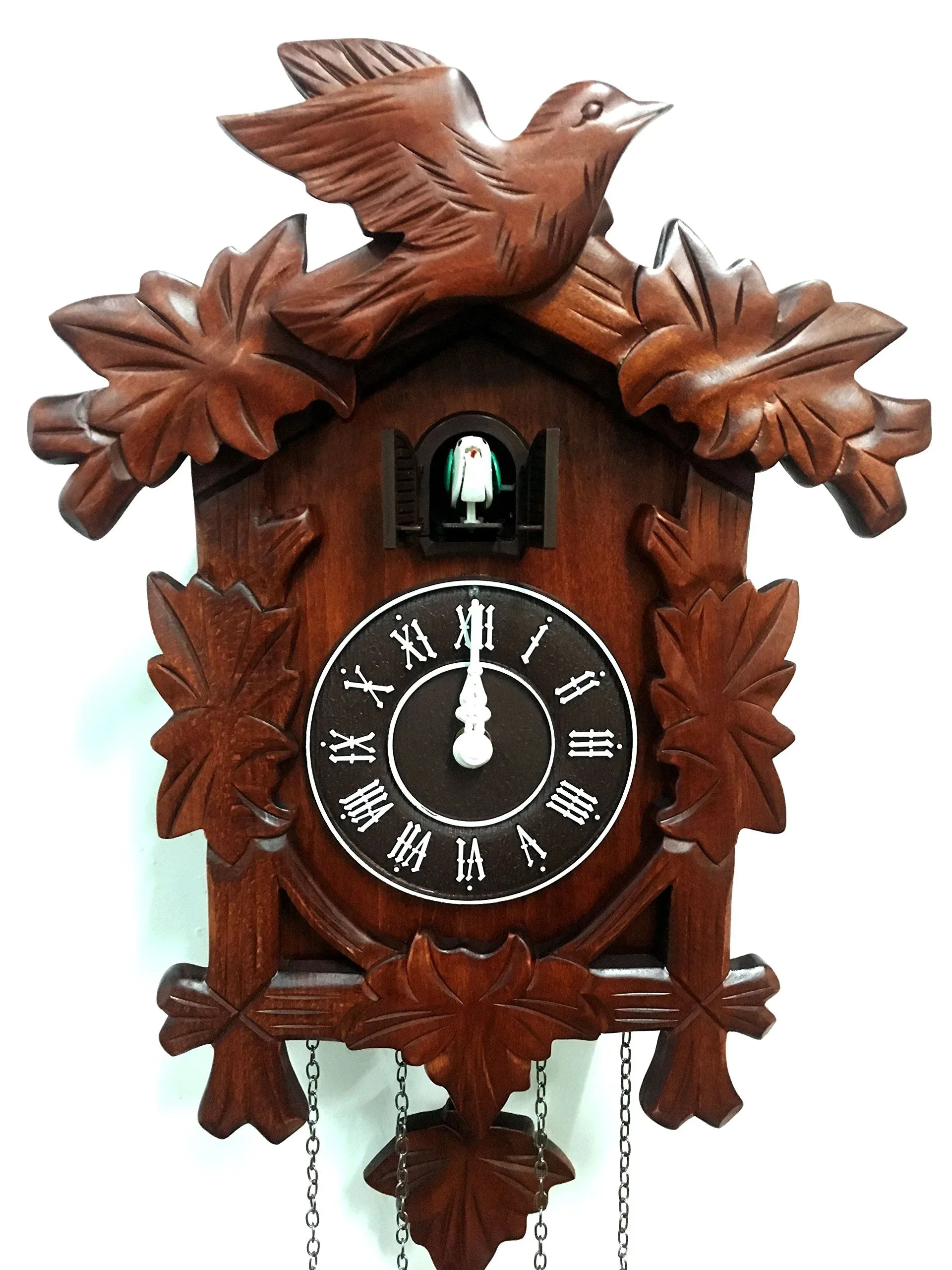 Rylai Cuckoo Clock Vintage Large Wooden Wall Clock Handcrafted 13x9.5 Inch Brown - Handmade Lifestyle Shop