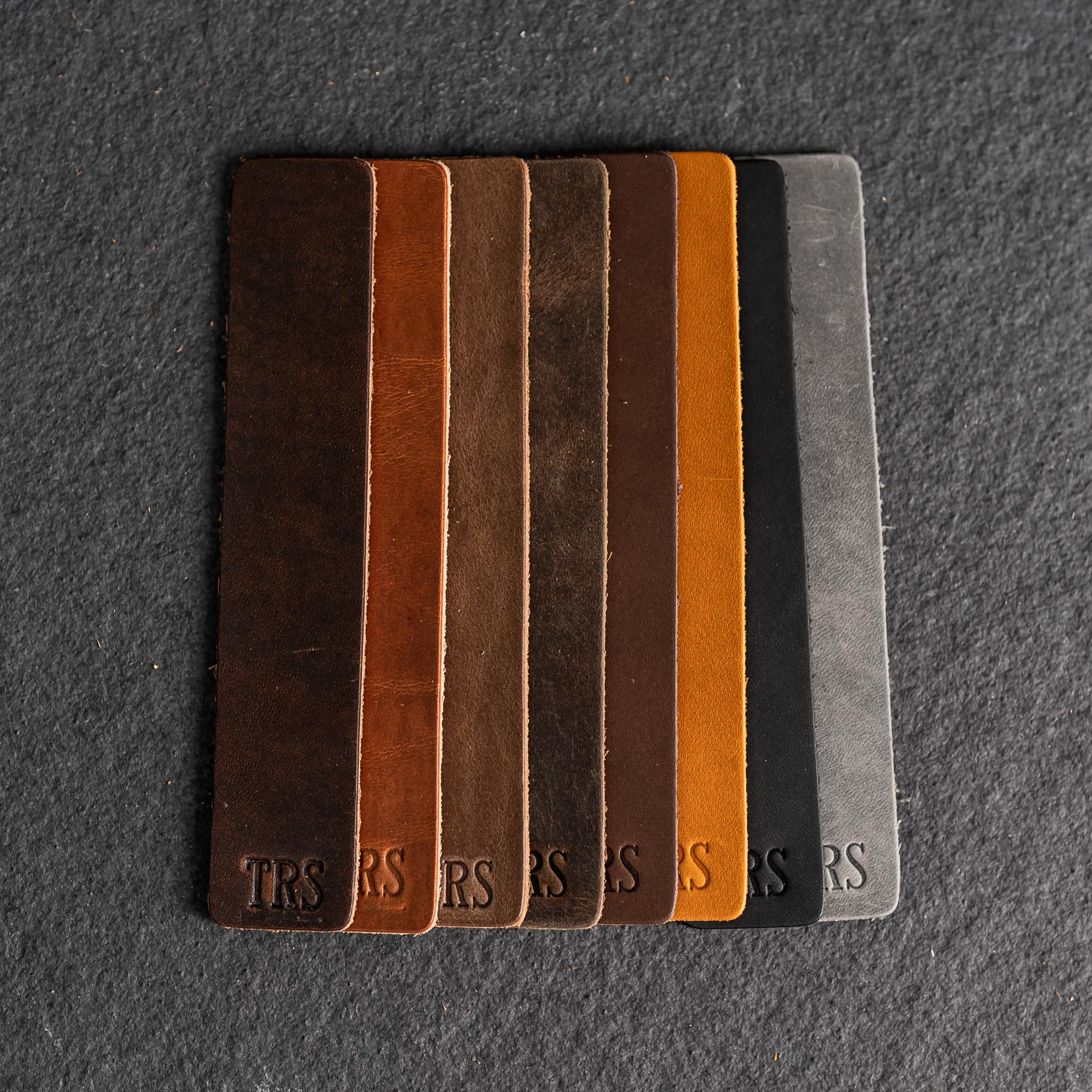 Ox & Pine Personalized Leather Bookmark 1.25" x 6.5" (Rustic Brown)