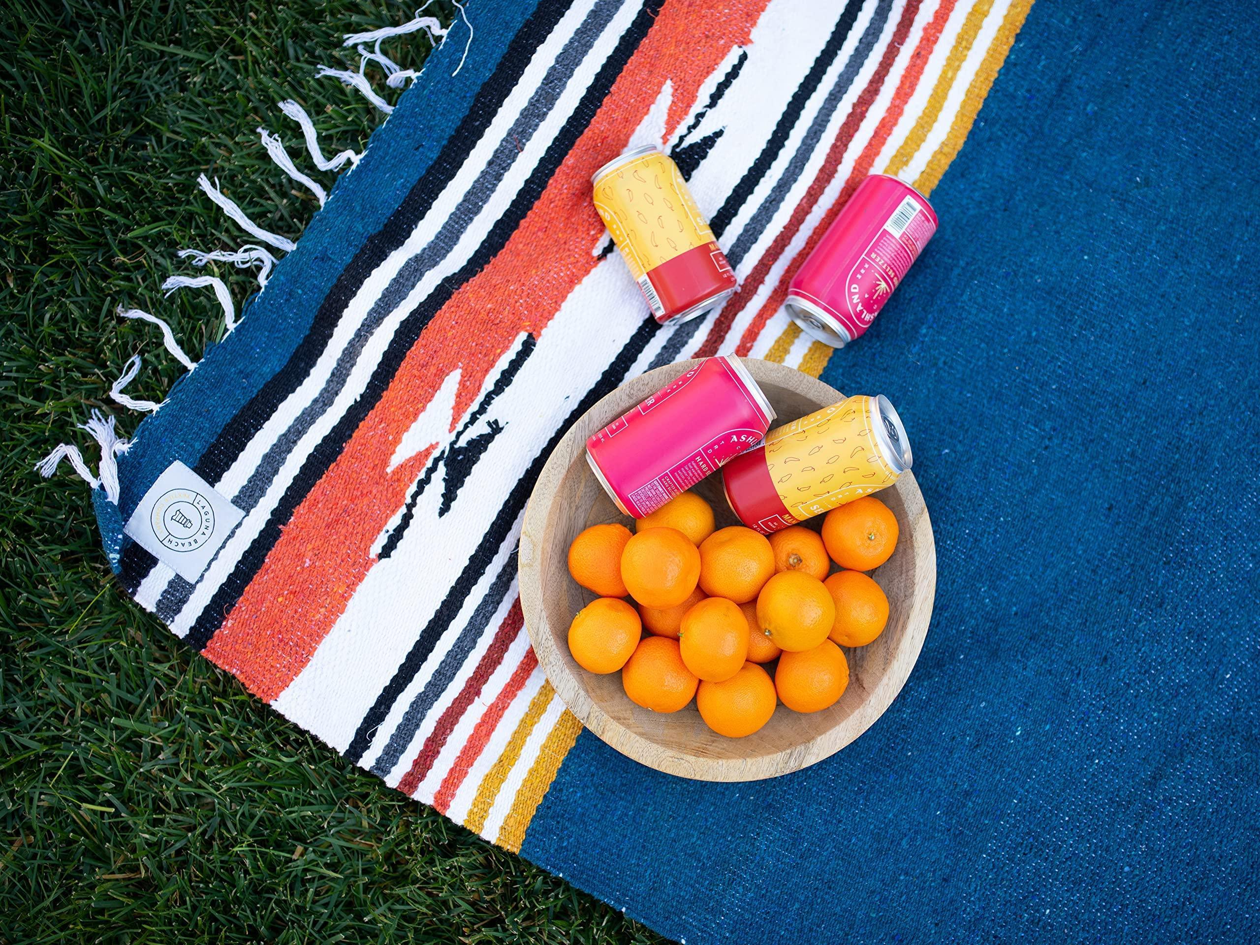 Tan Mexican Blanket by Laguna Beach Textile Co - Beach, Yoga, Camping, or Decorative Throw Blanket - Traditional Handmade Serape - Wheat Sol - Handmade Lifestyle Shop