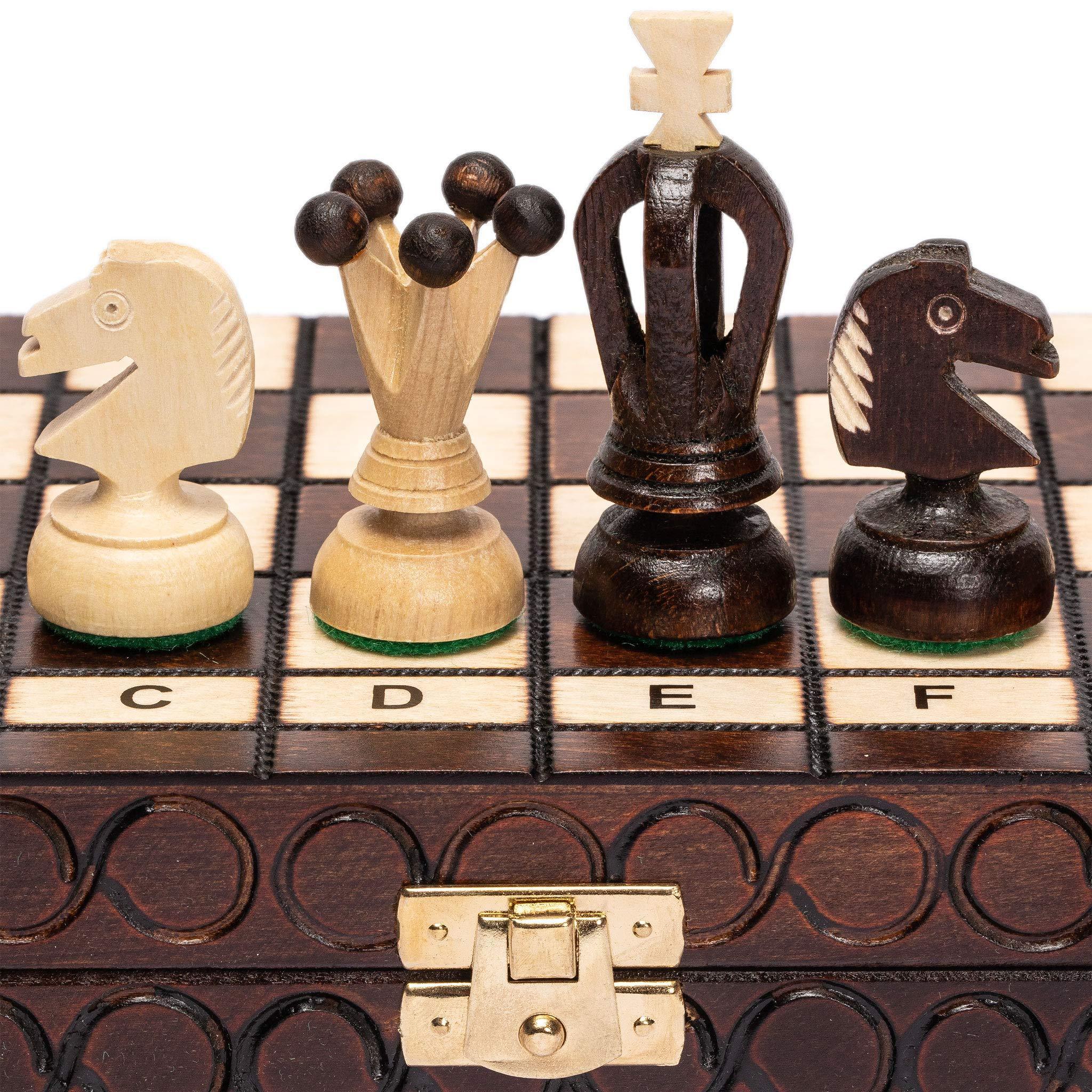 Husaria European International Chess Wooden Game Set, King's Classic - 13.8 Inches Medium Size Chess Set with Handcrafted Chessmen and Felted Folding Board - Handmade Lifestyle Shop