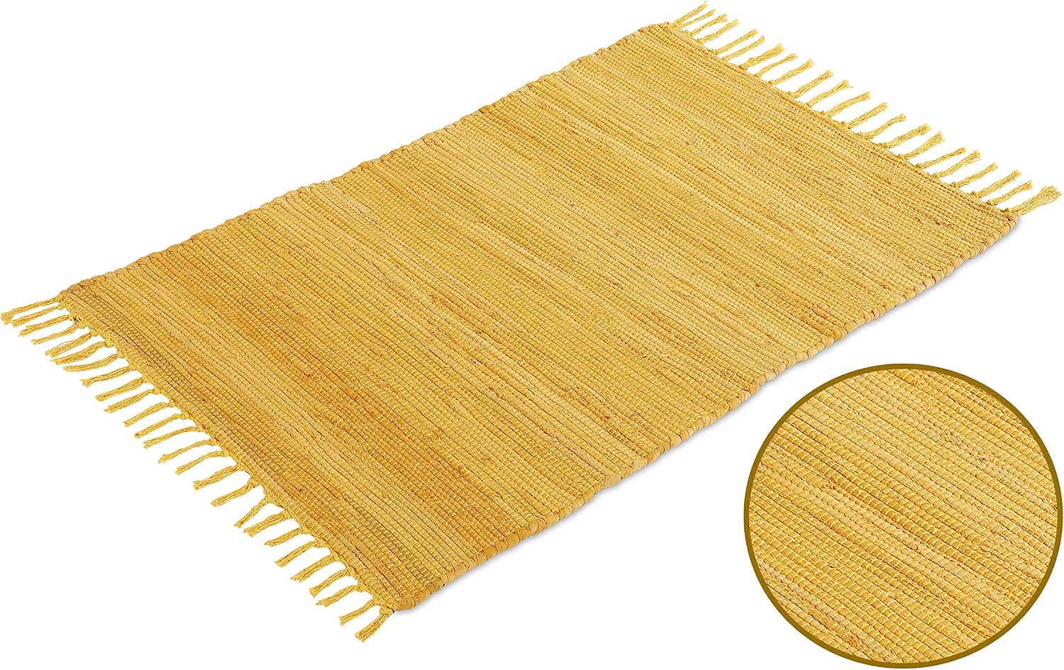 Handmade Cotton Rag Rug 24x36'' | 2x3' Multicolor Area Rugs- Hand Woven Washable & Reversible for Living Room Kitchen Entryway Throw Rug with Tassel (Denim)