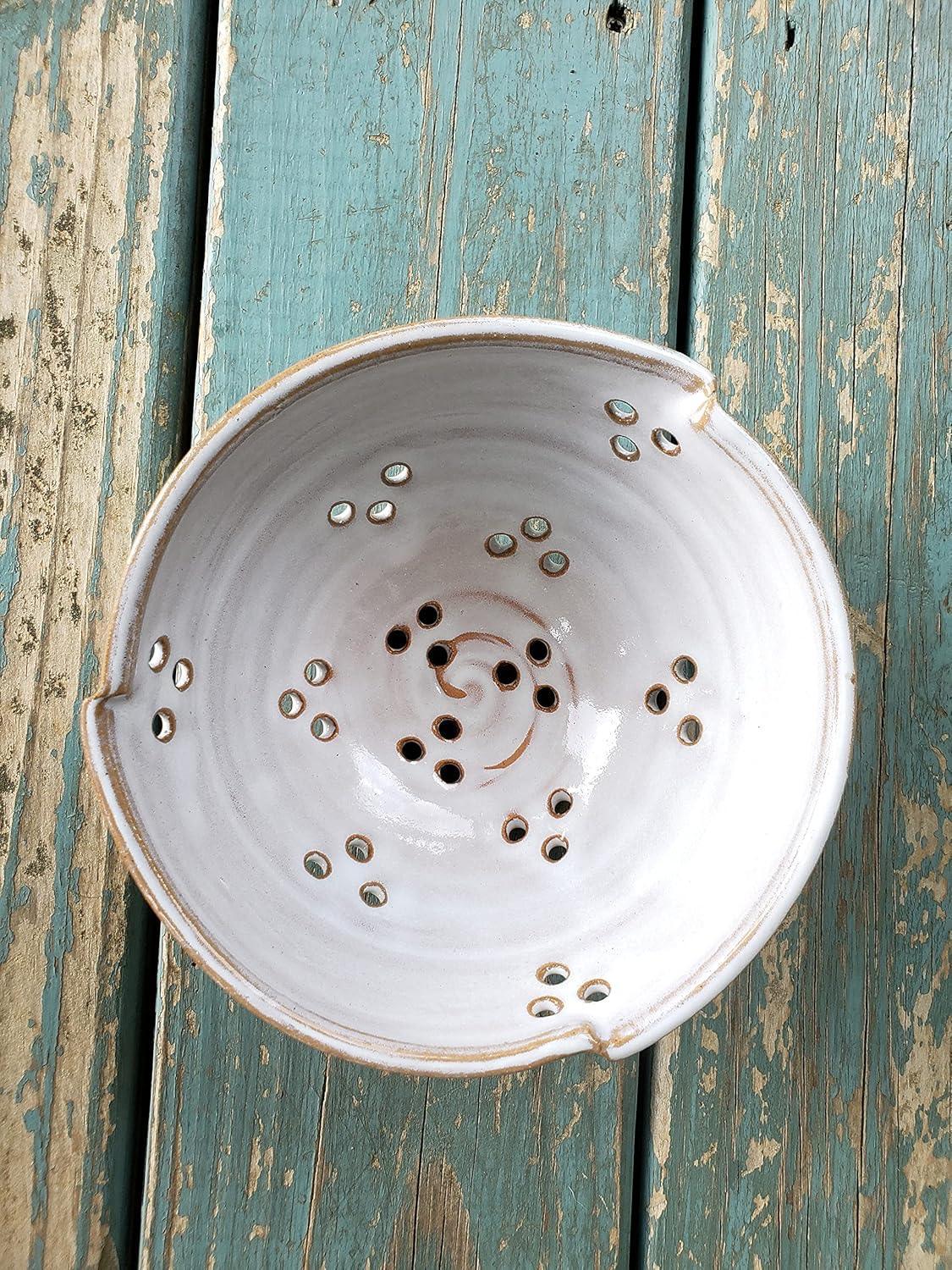 Hand Thrown Pottery Berry Bowl Colander in Shale Handmade in North Carolina - Handmade Lifestyle Shop
