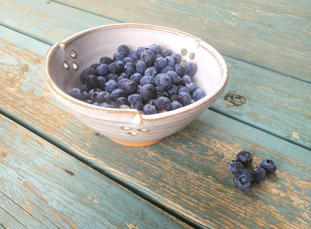 Hand Thrown Pottery Berry Bowl Colander in Shale Handmade in North Carolina - Handmade Lifestyle Shop