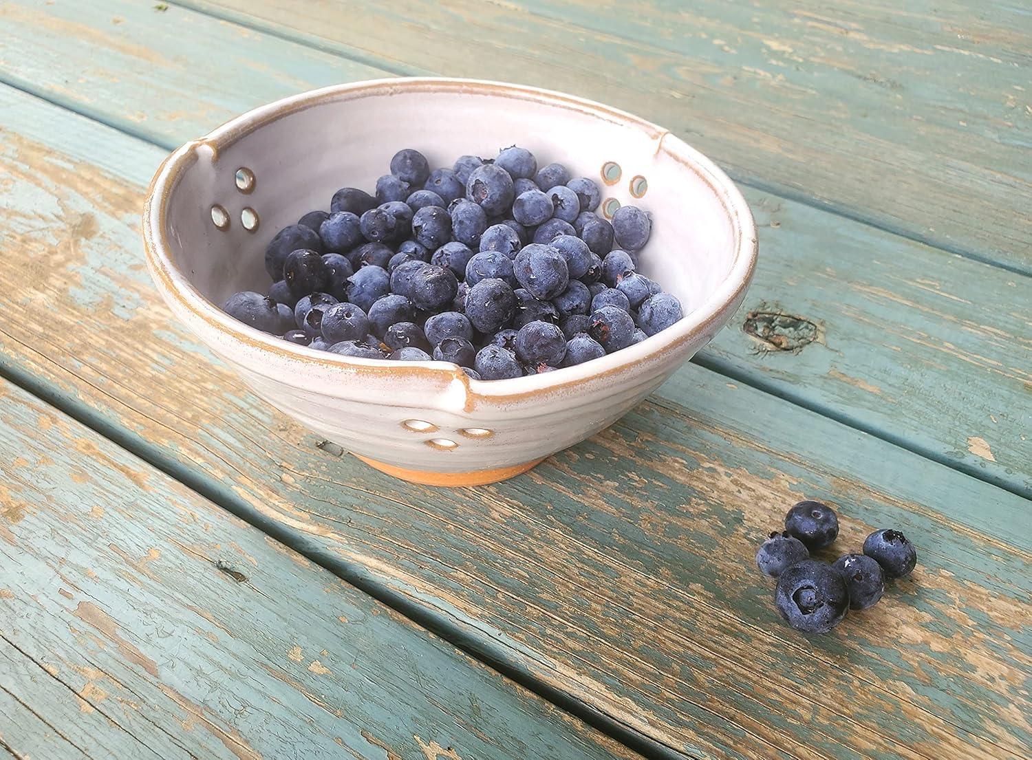 Hand Thrown Pottery Berry Bowl Colander in Shale Handmade in North Carolina - Handmade Lifestyle Shop