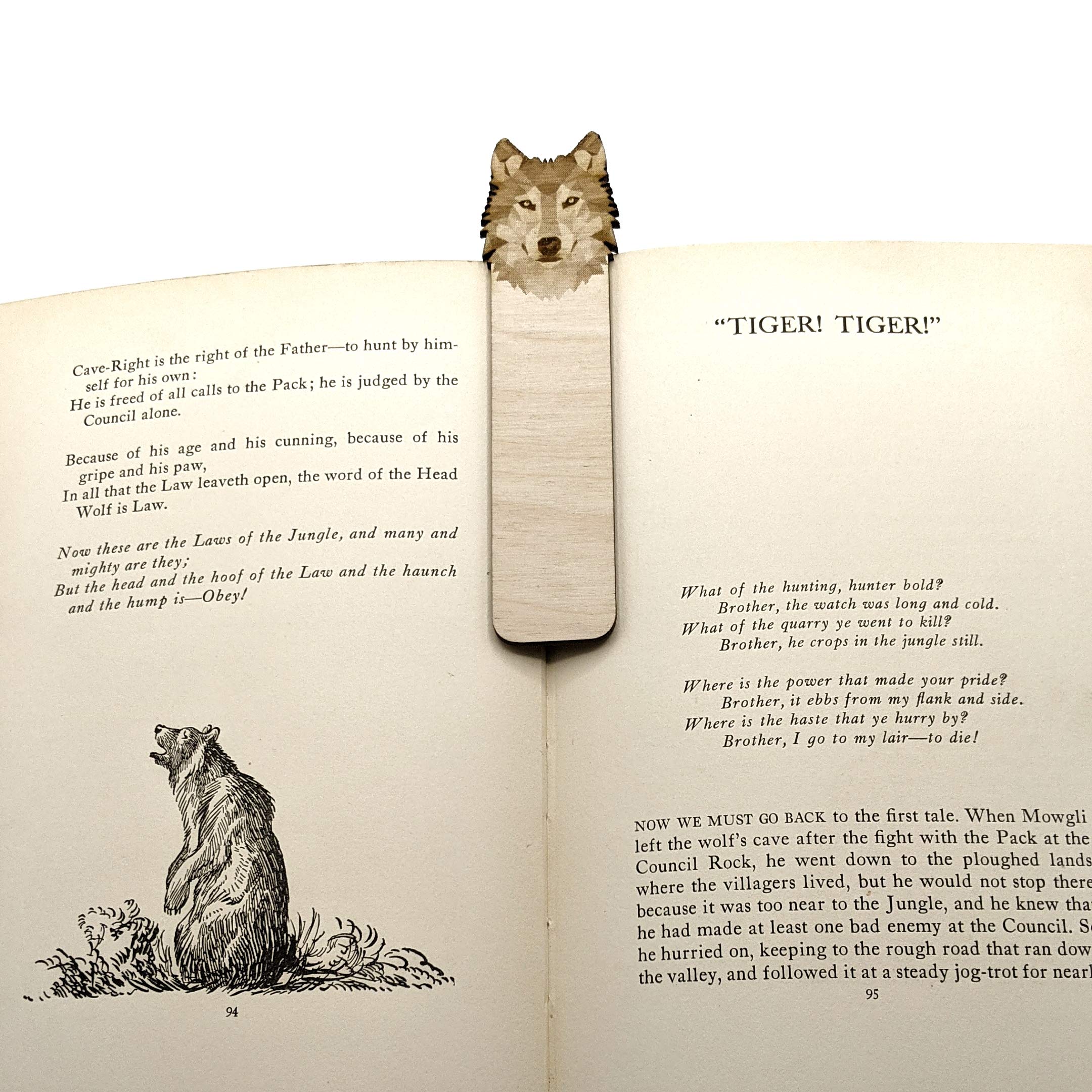 RABBIT Engraved Wood Bookmark | Baltic Birch Wooden Geometric Bunny Animal Creature Book Mark | Great Gift Idea!