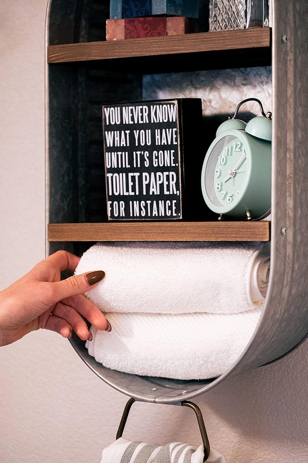 Galvanized Wash Tub with Shelves | Rustic Bathroom Décor | Farmhouse Rustic Bathroom Shelves | Metal Wash Tub Cubby | Galvanized Shelf Wall - Handmade Lifestyle Shop