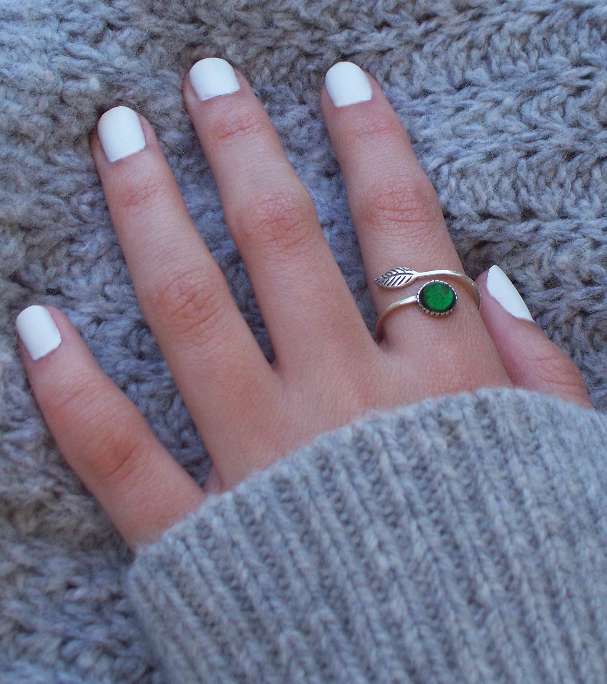 Bottled Up Designs Handmade Vintage Botanical Ring, Recycled Antique Glass Bottles, Sterling Silver, Eco Friendly, Made in USA, Birthday Gifts, Mothers Day, Women, Anniversary