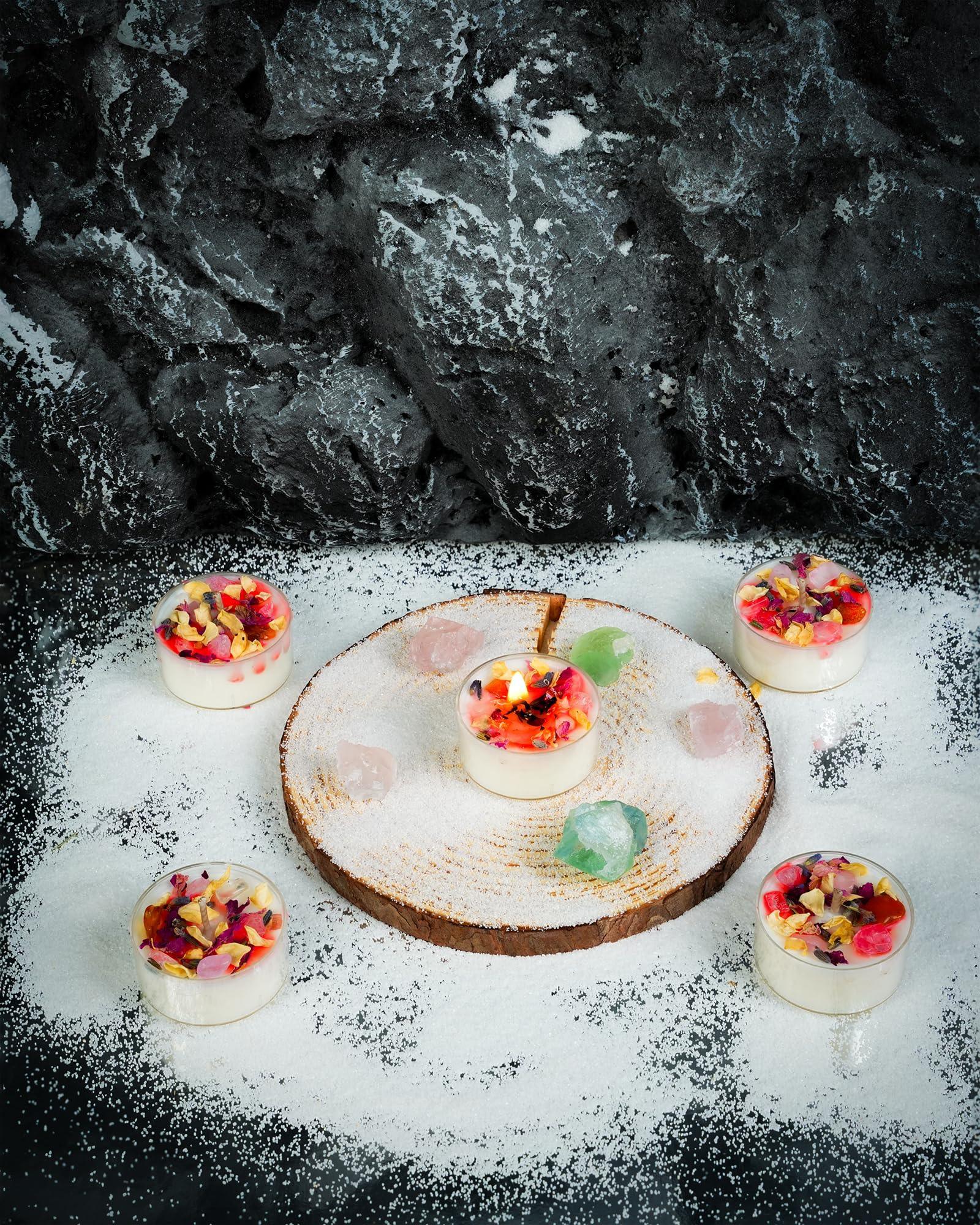 Tealight Soy Candles with Crystals and Herbs, Handmade Energy Candles, Aromatherapy Candles. (Mixed) - Handmade Lifestyle Shop