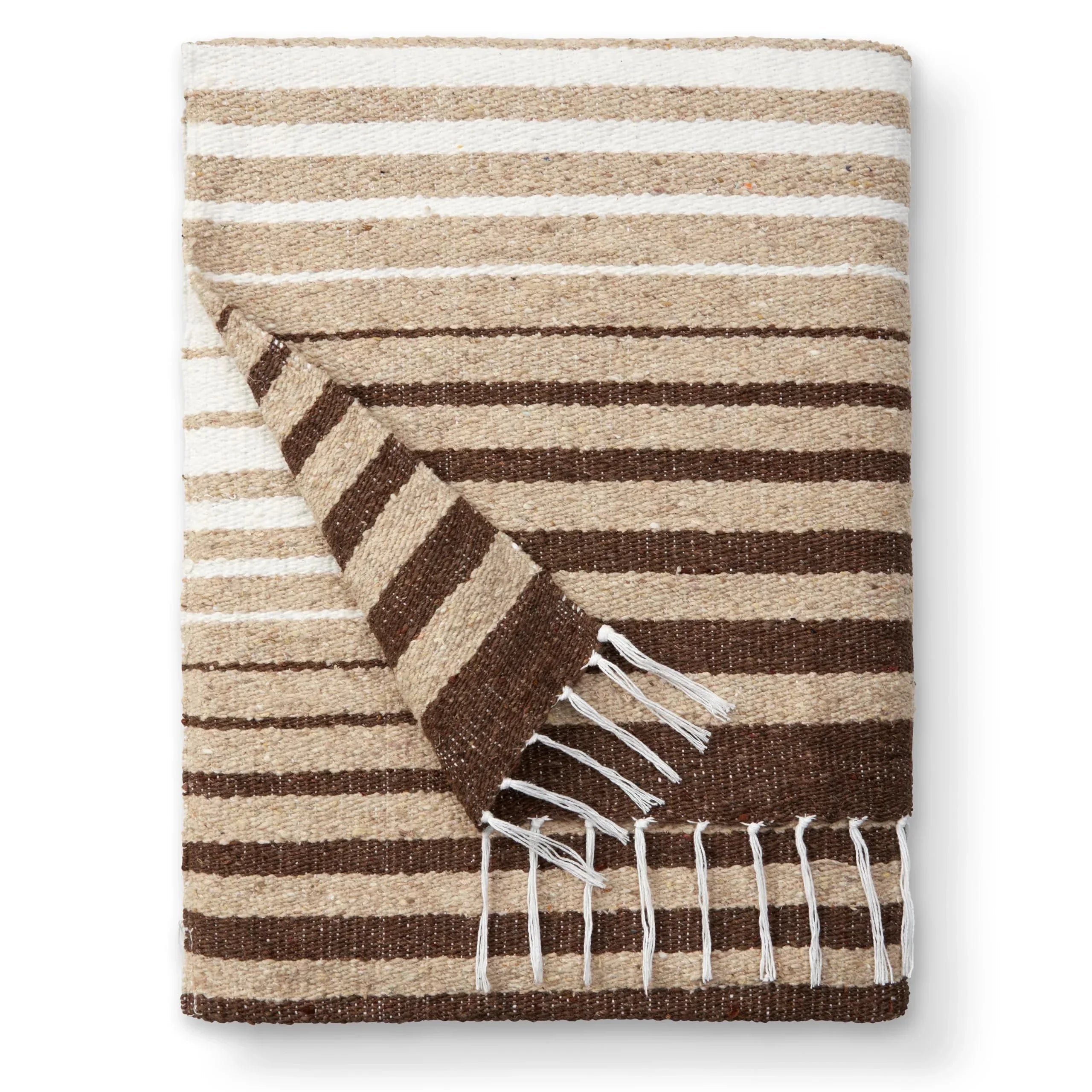 Tan Mexican Blanket by Laguna Beach Textile Co - Beach, Yoga, Camping, or Decorative Throw Blanket - Traditional Handmade Serape - Wheat Sol - Handmade Lifestyle Shop